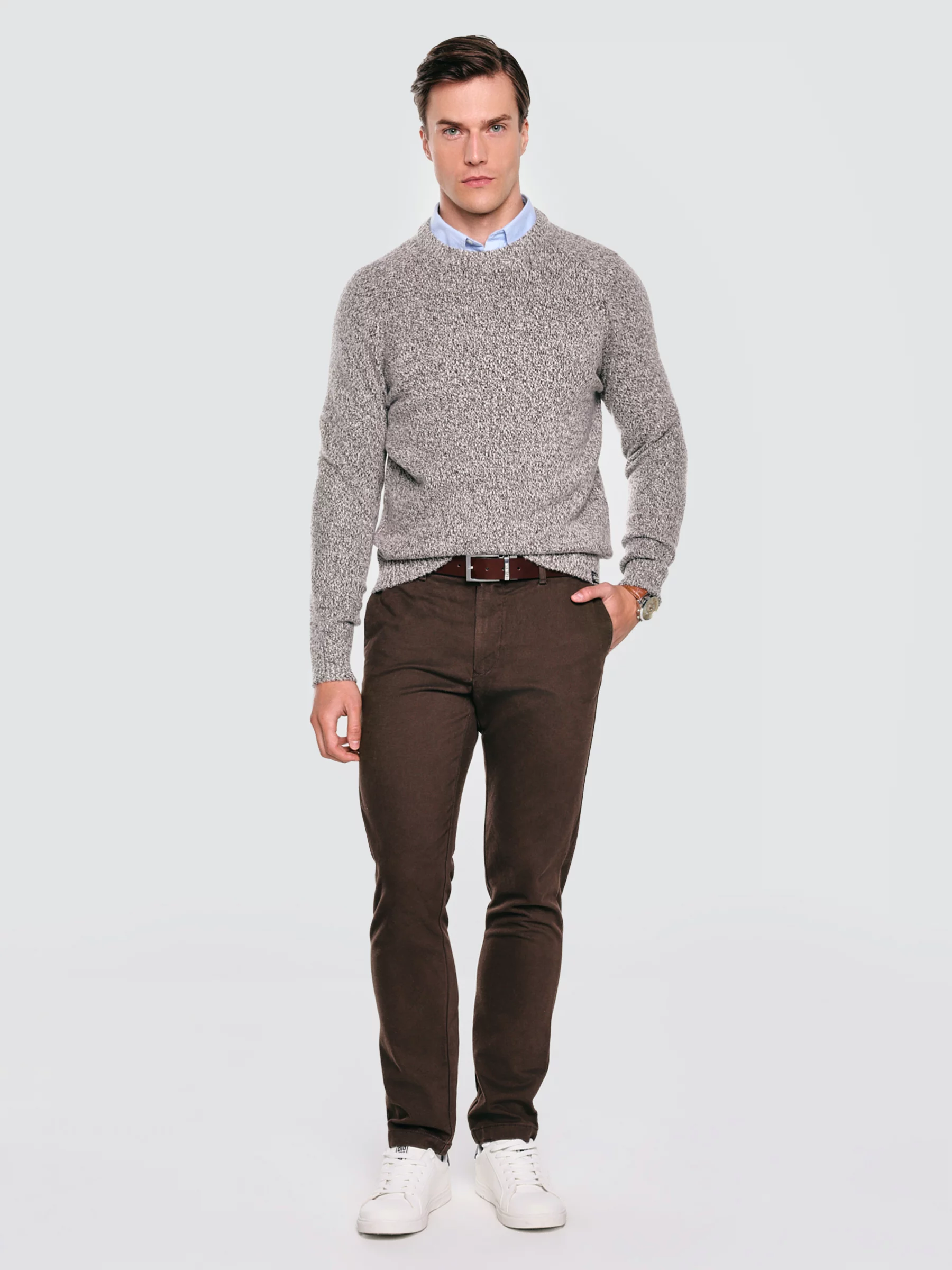 Sweter męski melanżowy brązowy Waltero 804