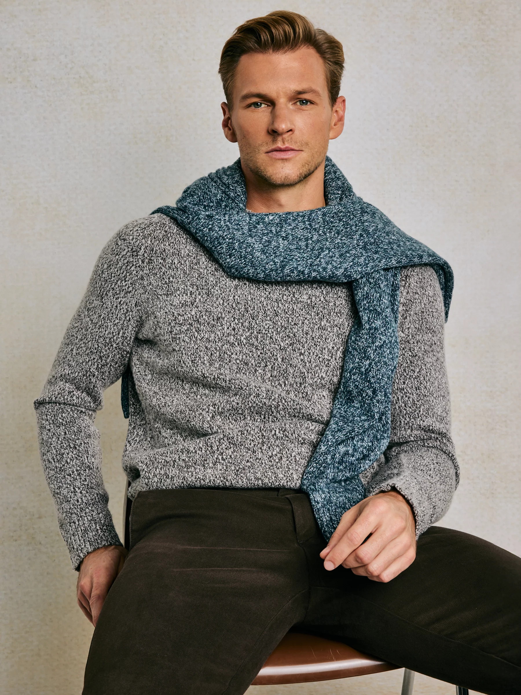 Sweter męski melanżowy brązowy Waltero 804