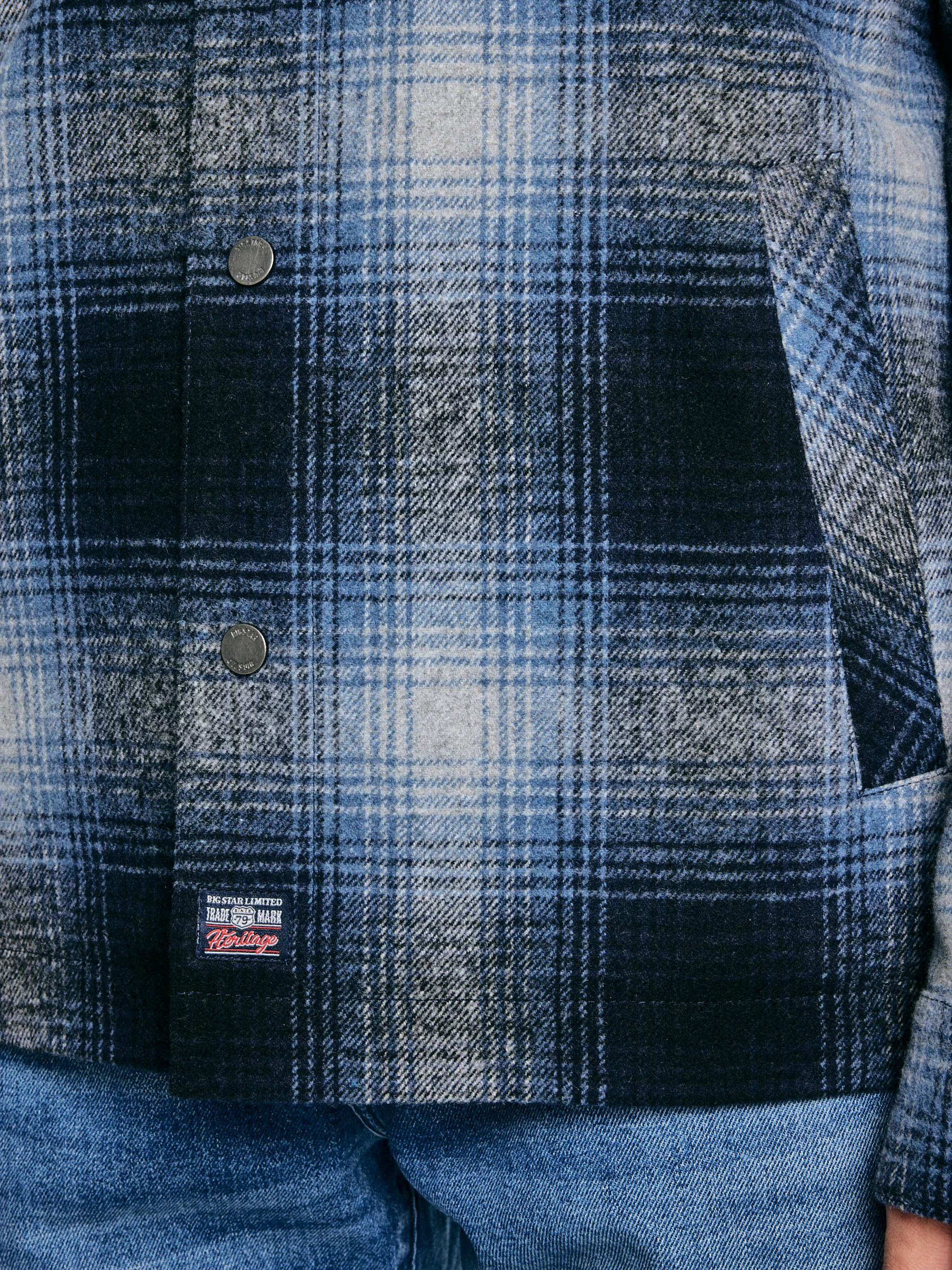 Kurtka męska koszulowa w kratę granatowa Obis 403