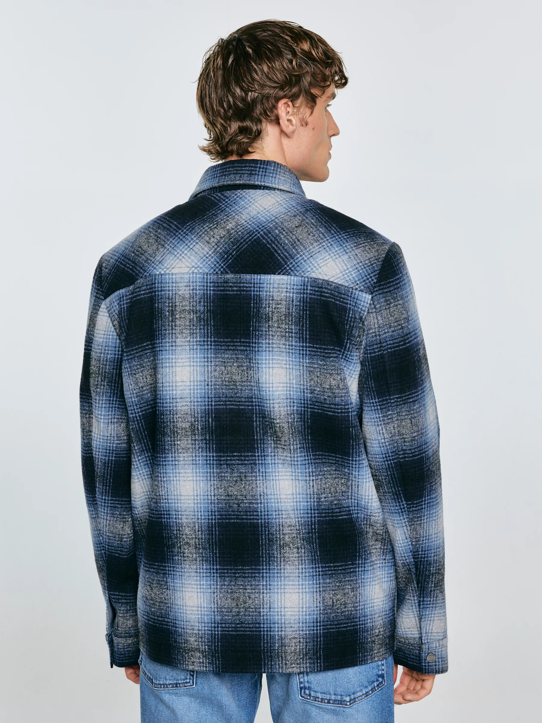 Kurtka męska koszulowa w kratę granatowa Obis 403