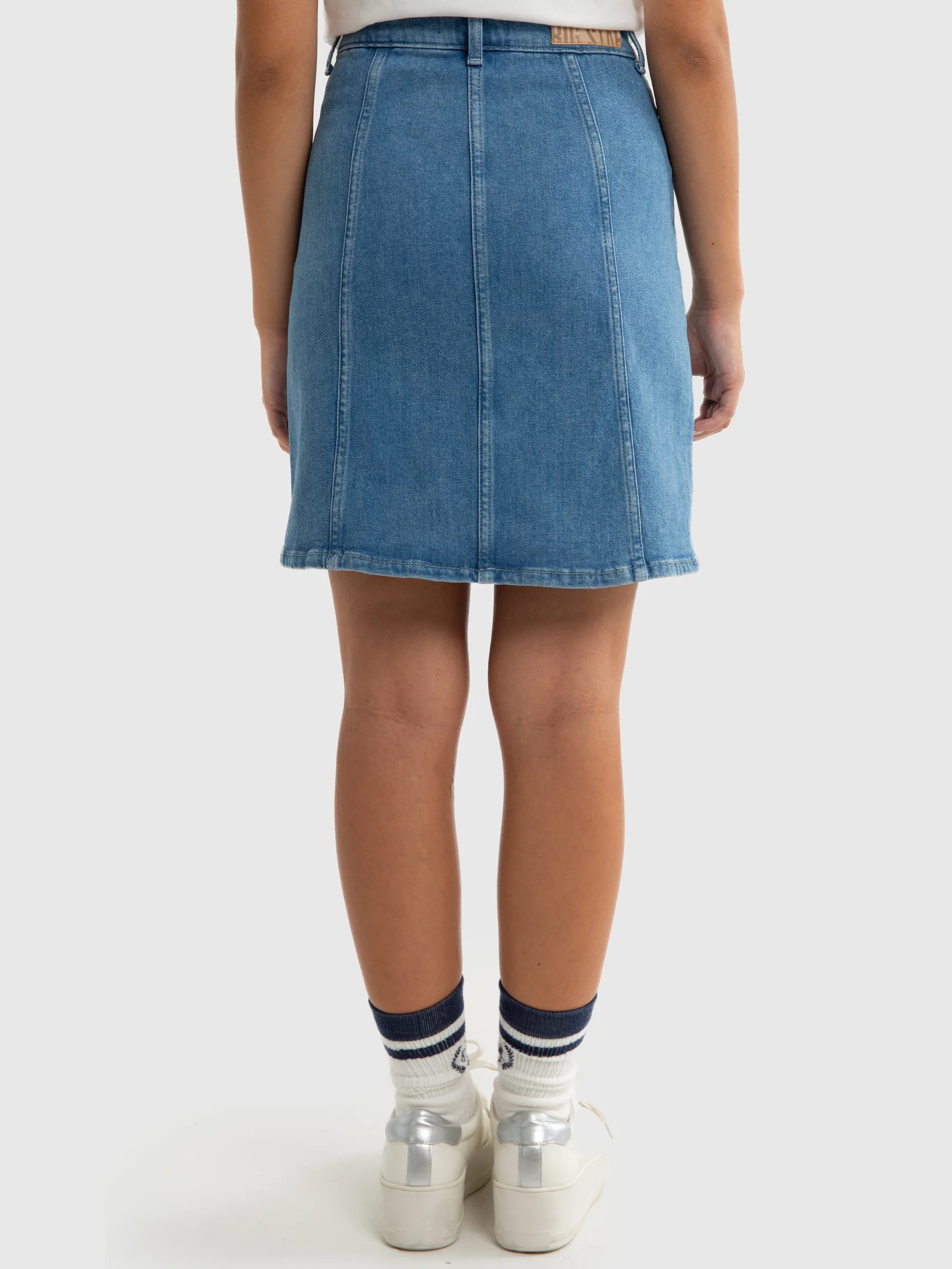 Spódnica dziewczęca jeansowa zapinana na guziki niebieska Olive 152