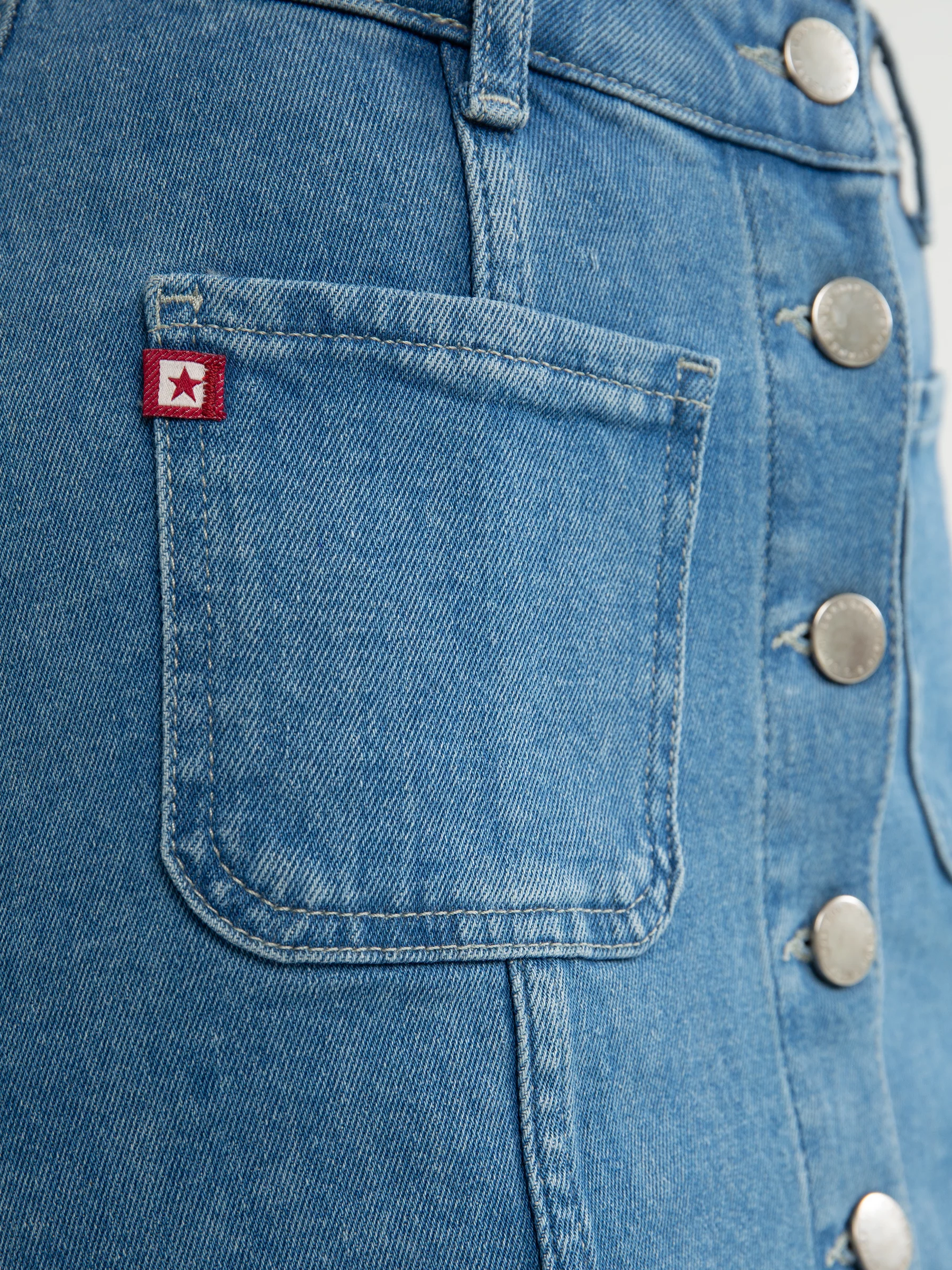 Spódnica dziewczęca jeansowa zapinana na guziki niebieska Olive 152