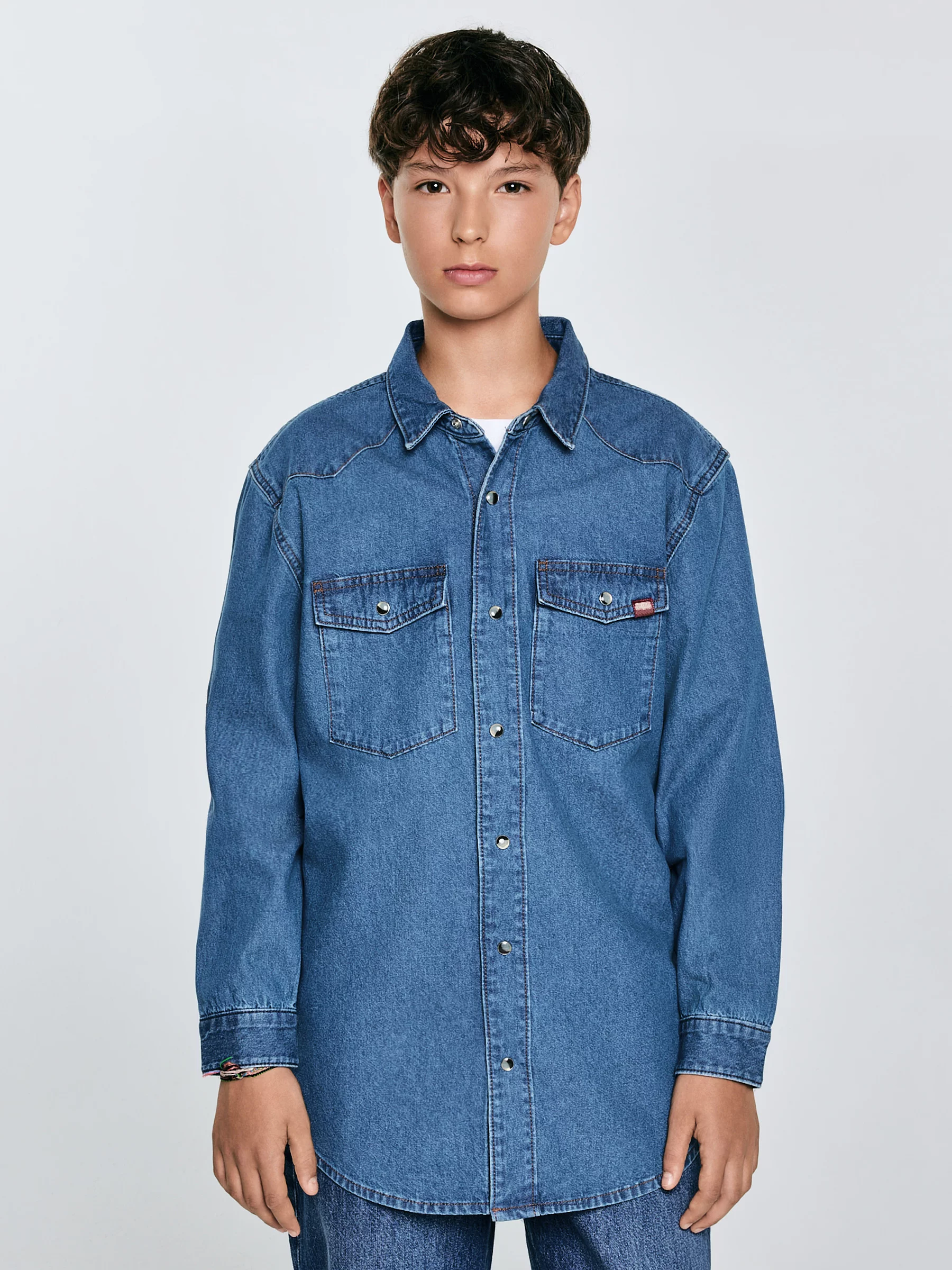 Koszula chłopięca jeansowa niebieska Western 121