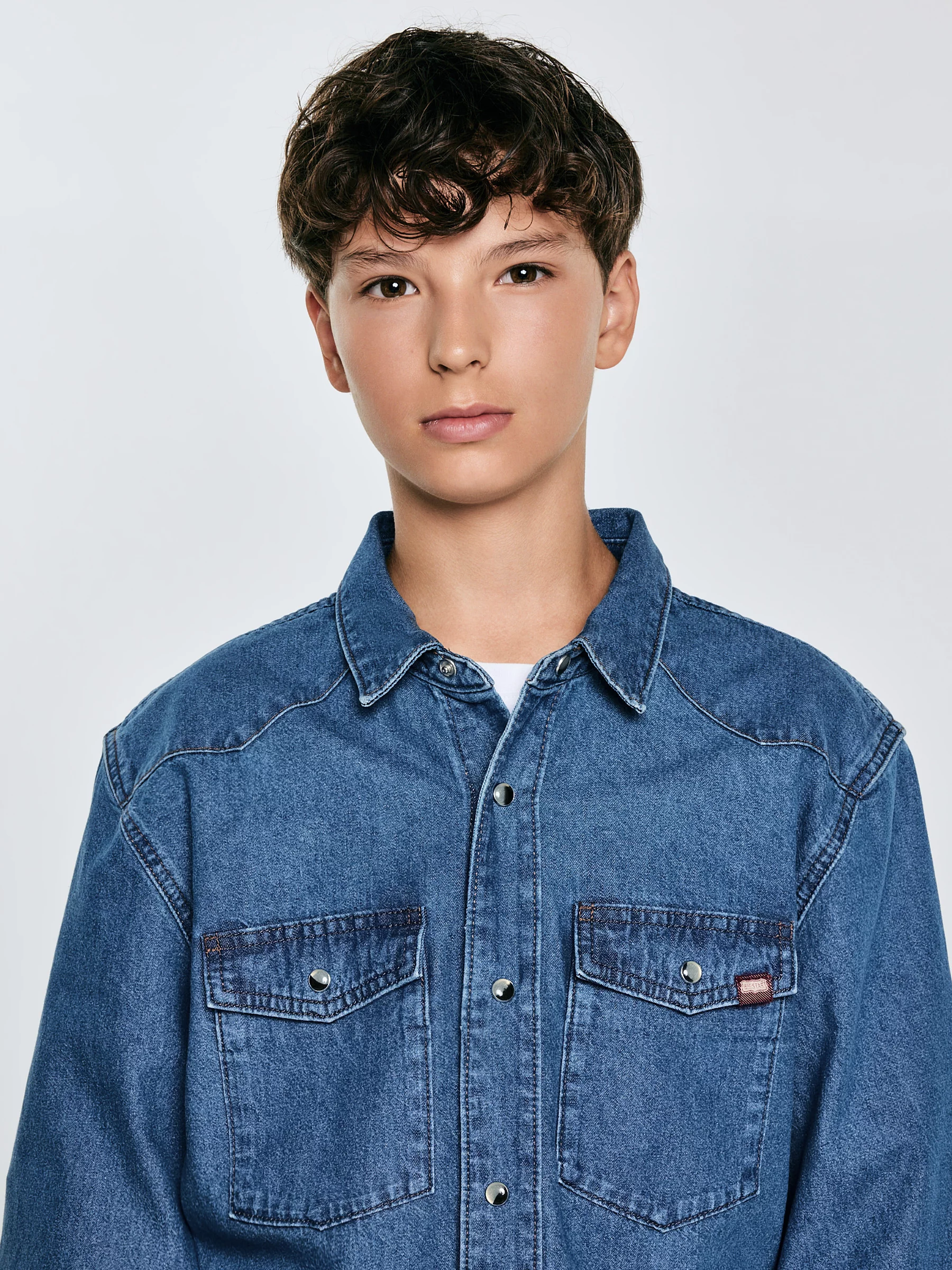 Koszula chłopięca jeansowa niebieska Western 121