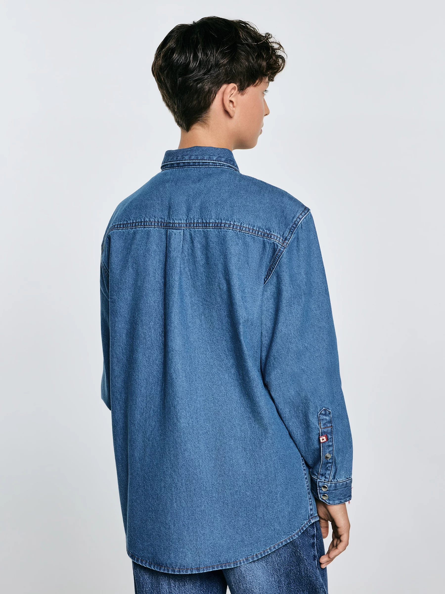 Koszula chłopięca jeansowa niebieska Western 121