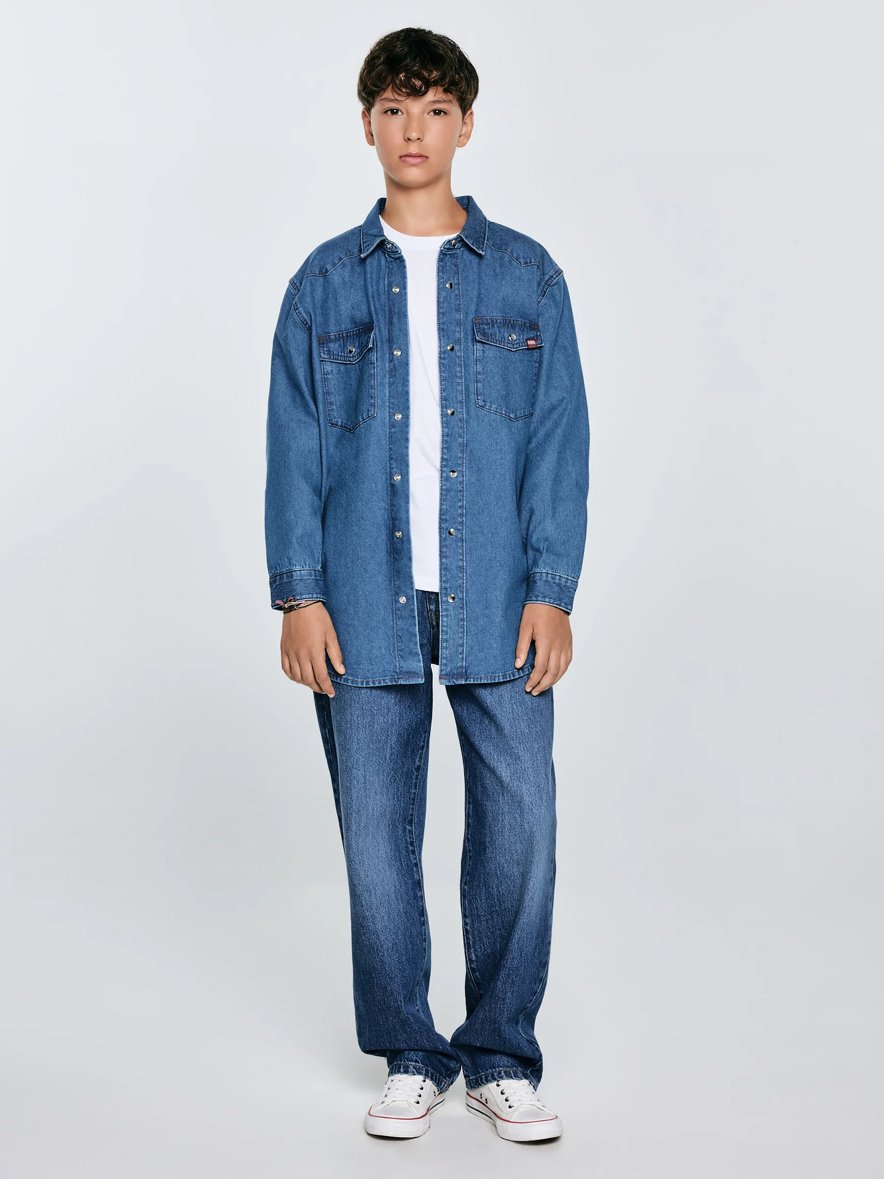 Koszula chłopięca jeansowa niebieska Western 121