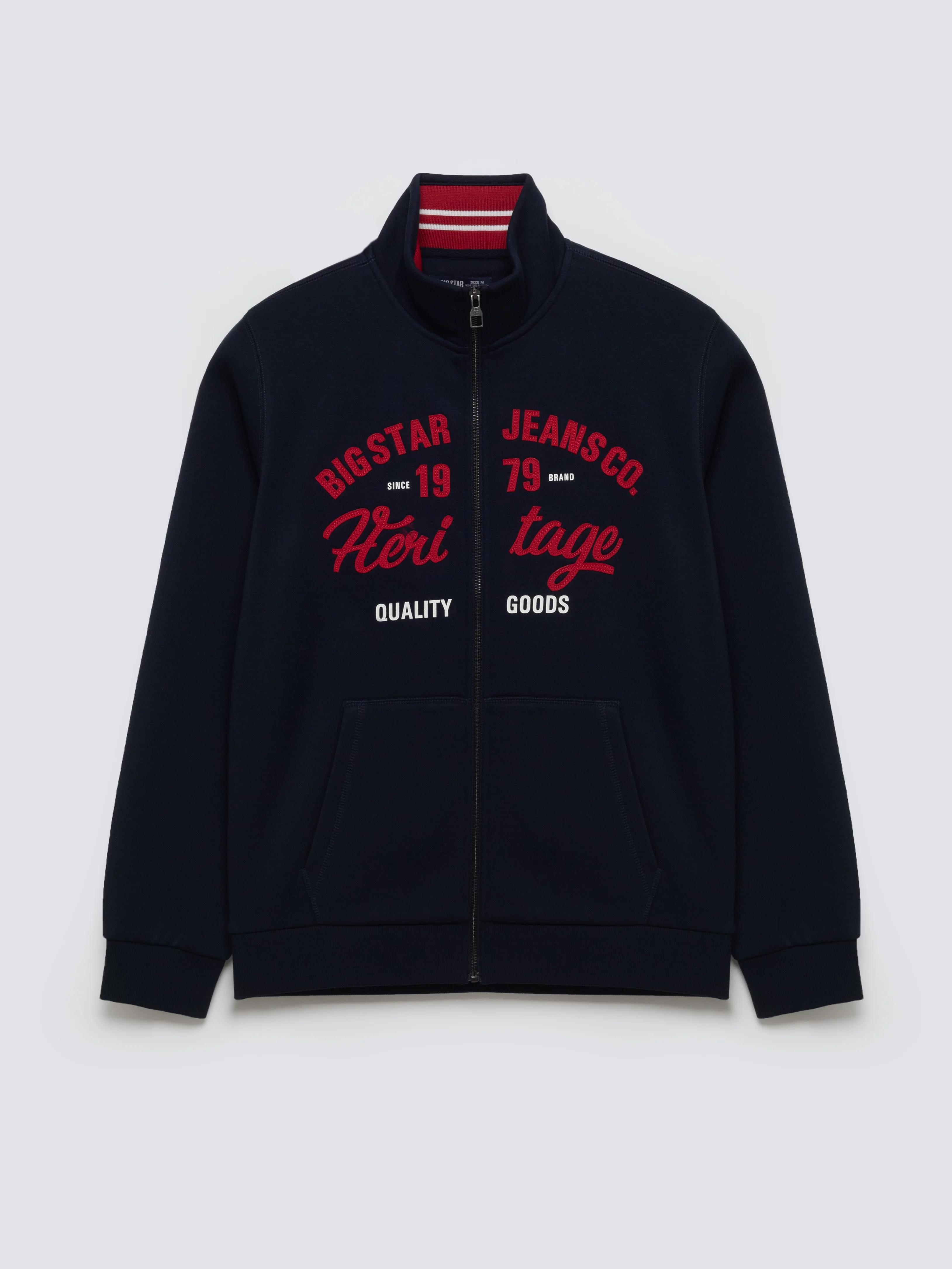 Bluza męska rozpinana z dużą aplikacją granatowa Shon 403