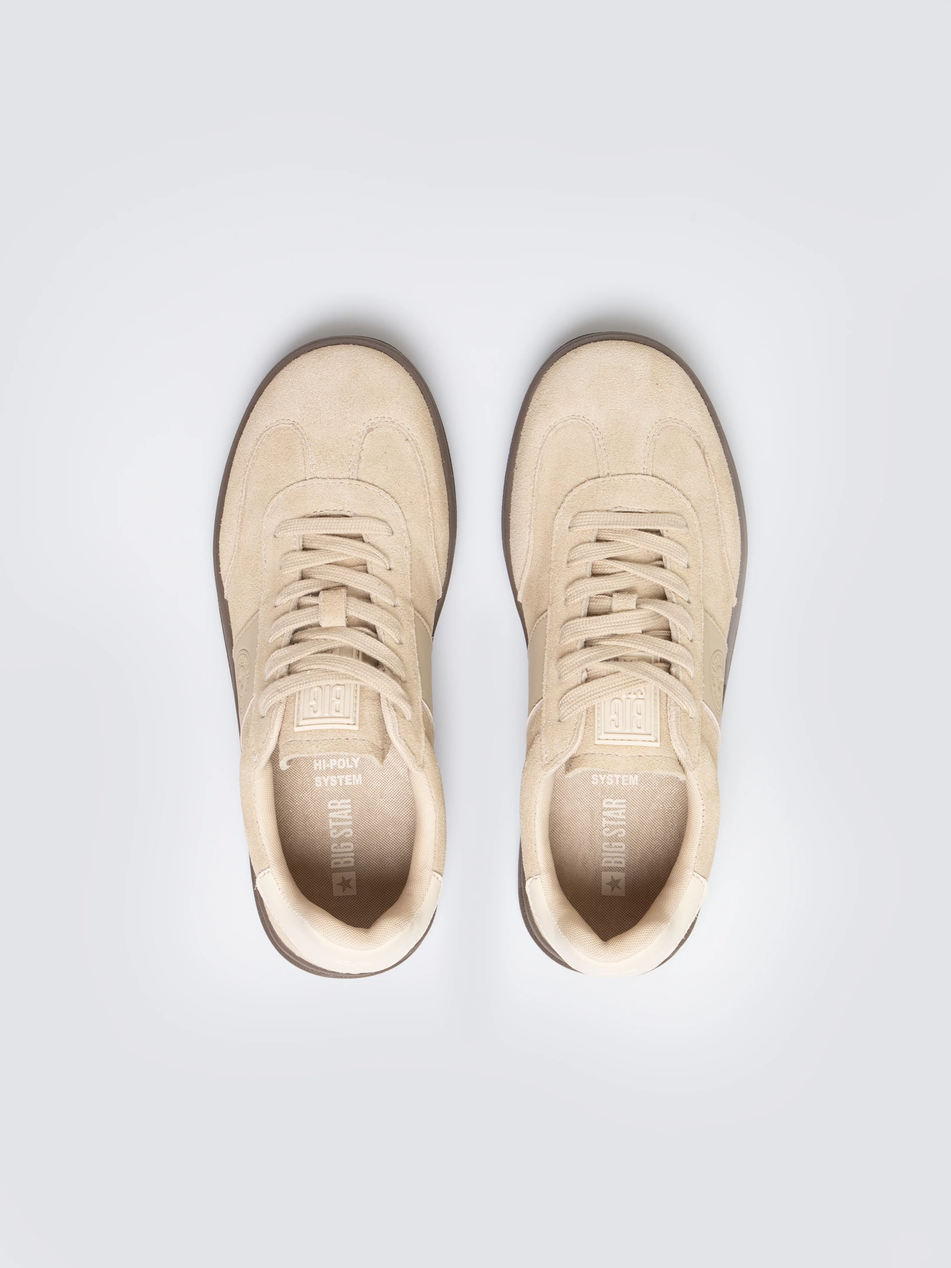 Sneakersy damskie ze skóry naturalnej zamszowej beżowe SS274689 801