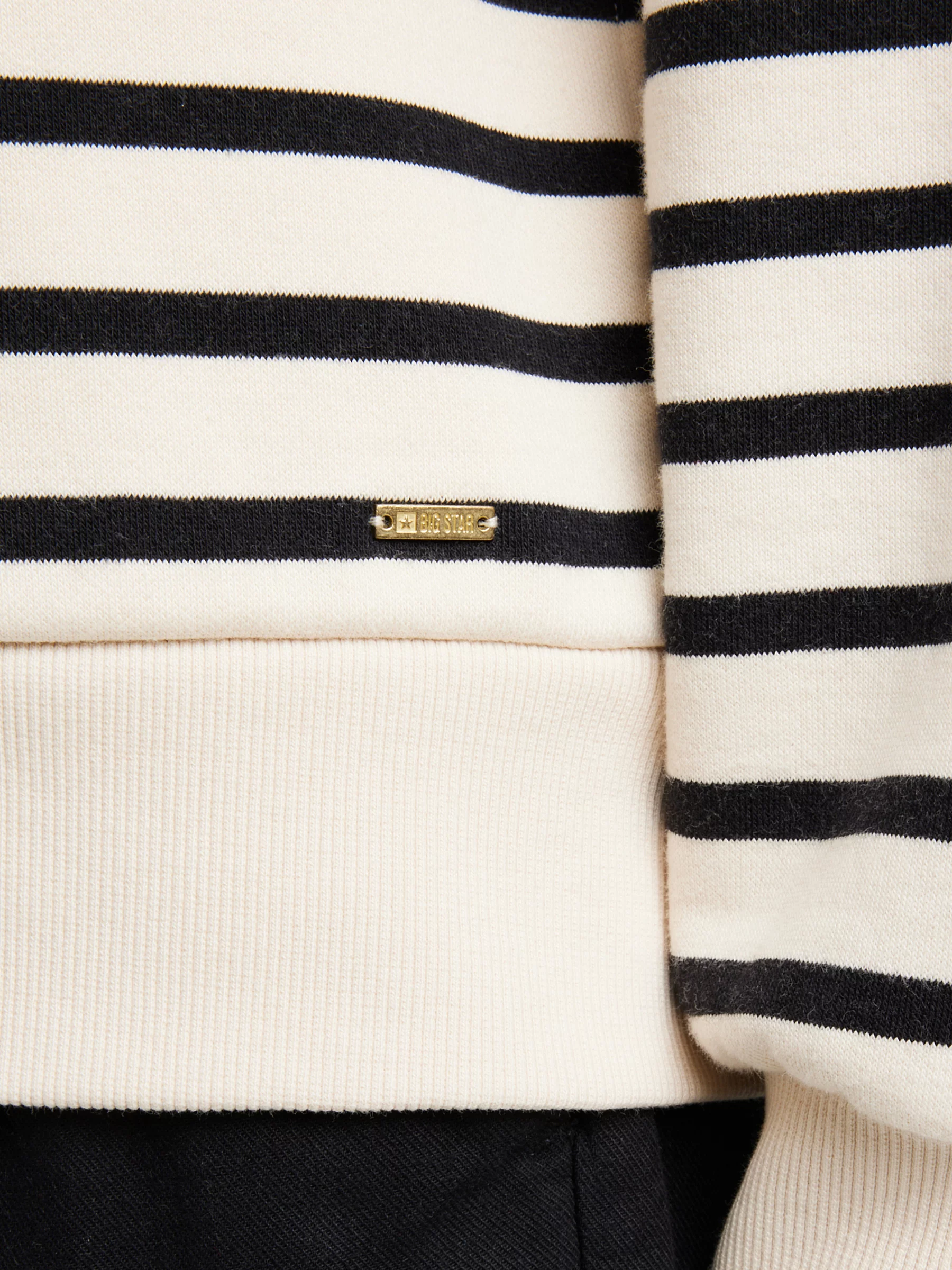 Bluza damska z kapturem rozpinana w paski kremowa Selina 103