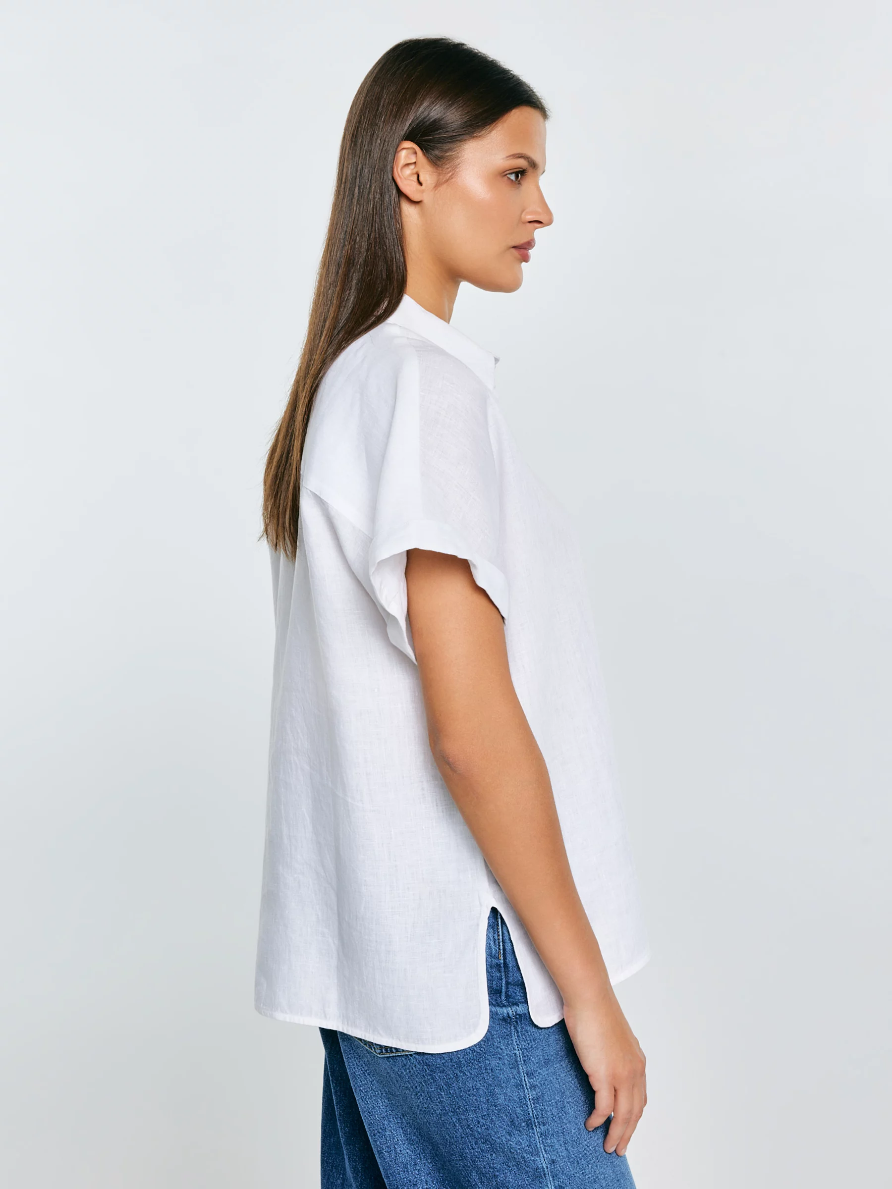 Koszula damska lniana biała Riore 101