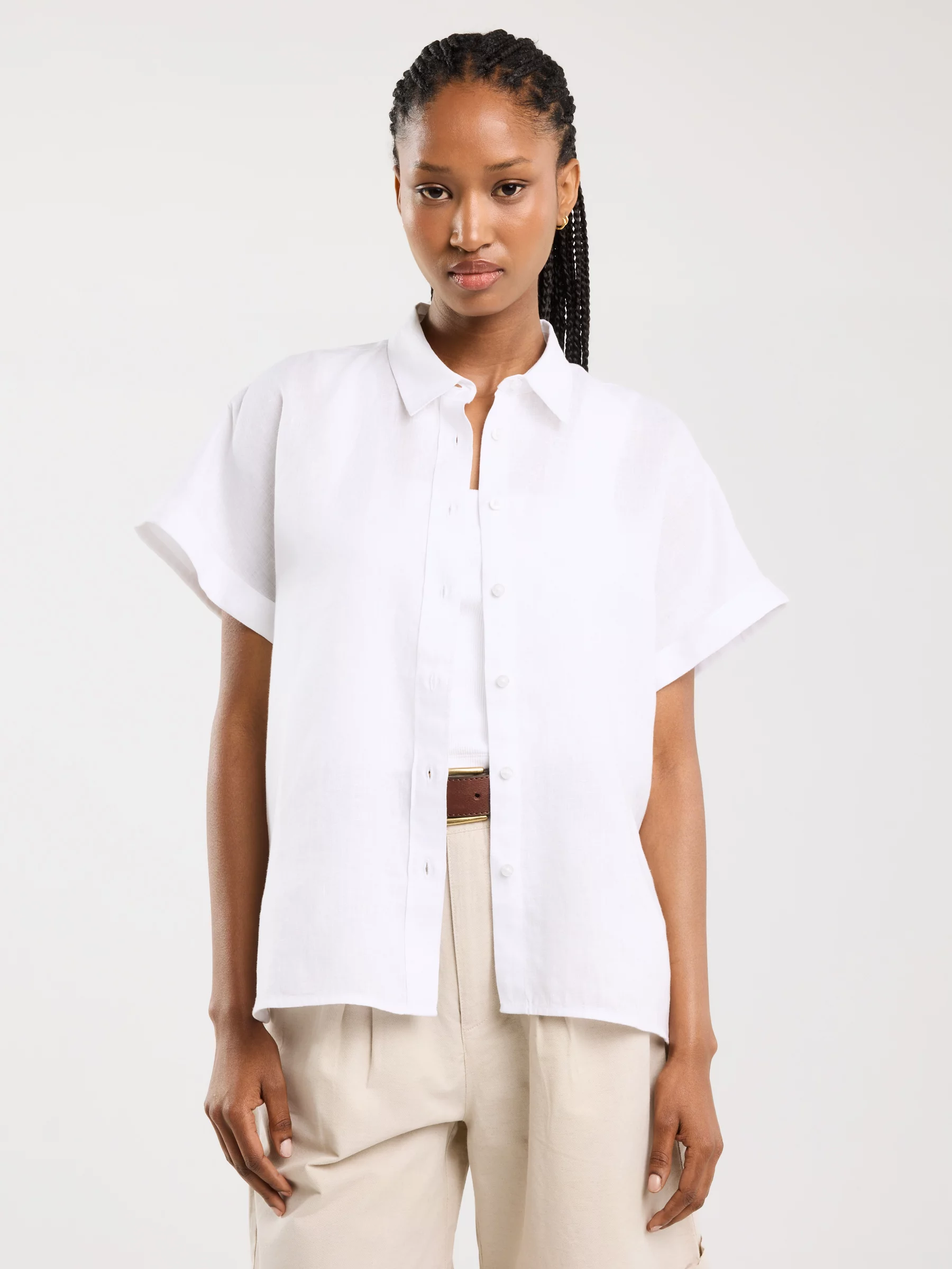 Koszula damska lniana biała Riore 101