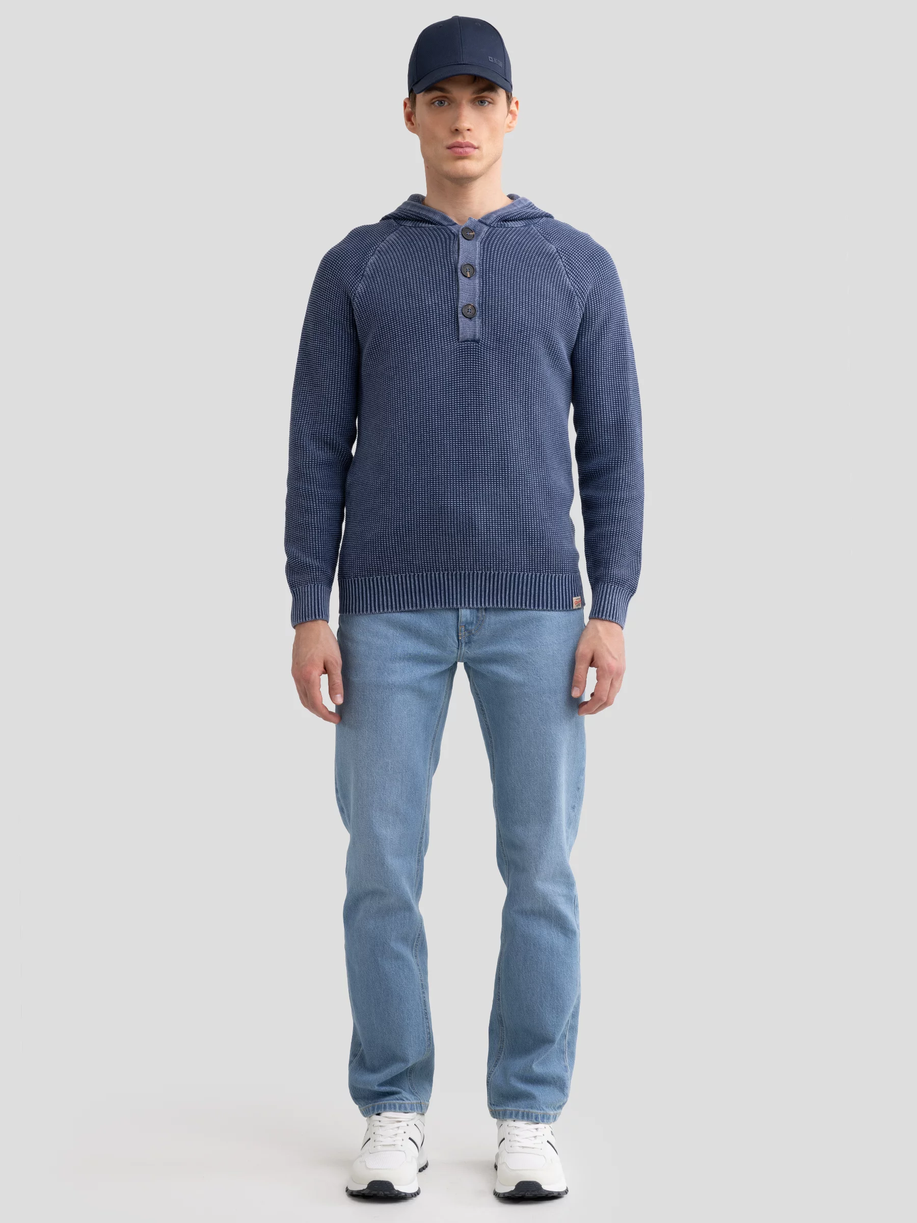 Sweter męski z kapturem granatowy Carlson 403