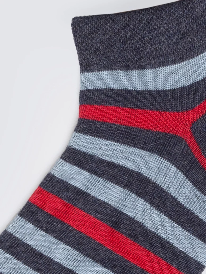 Stopki męskie w kolorowe paski granatowe Simon 403