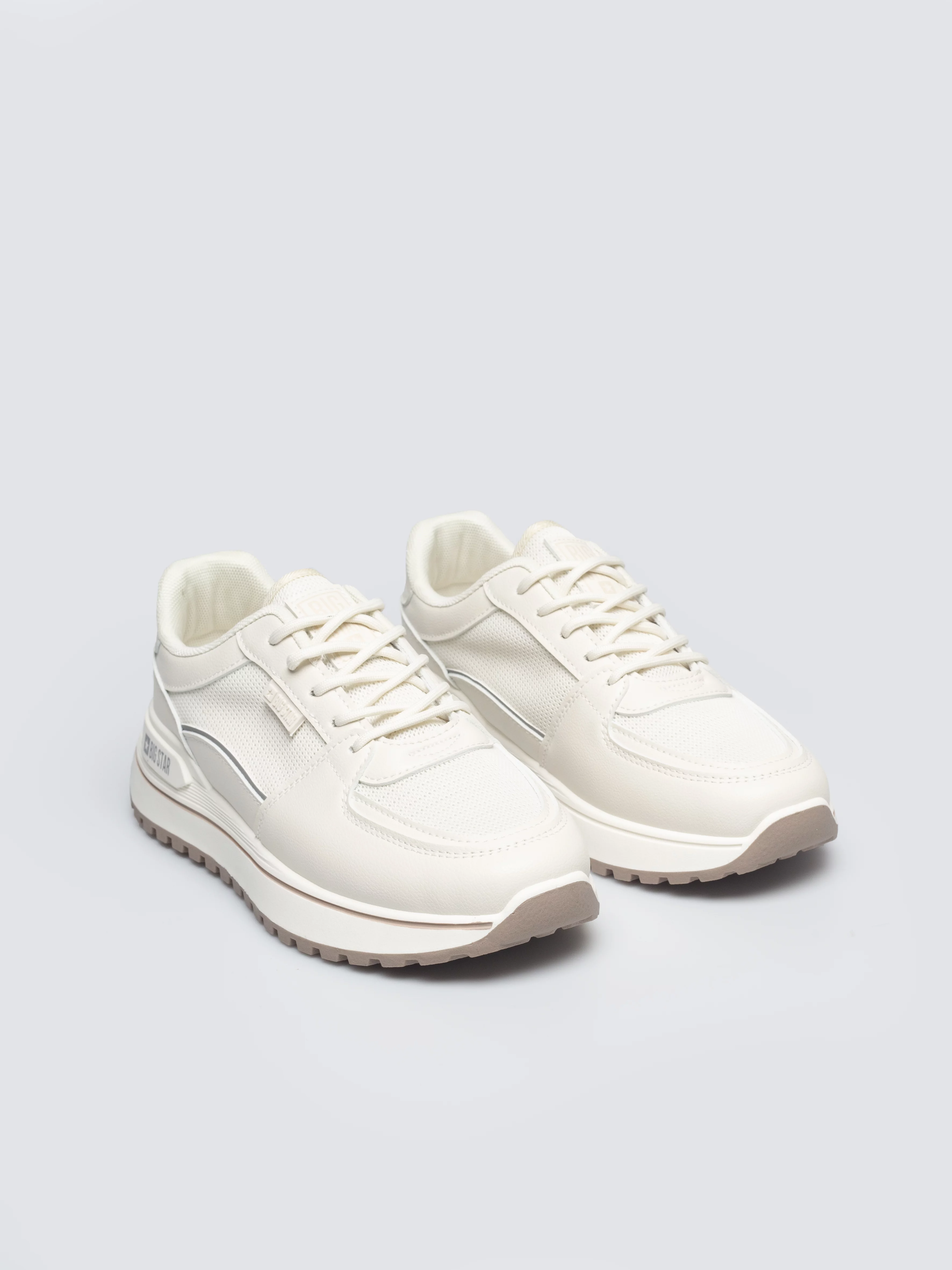 Sneakersy damskie ze skóry ekologicznej beżowe NN274A088 801