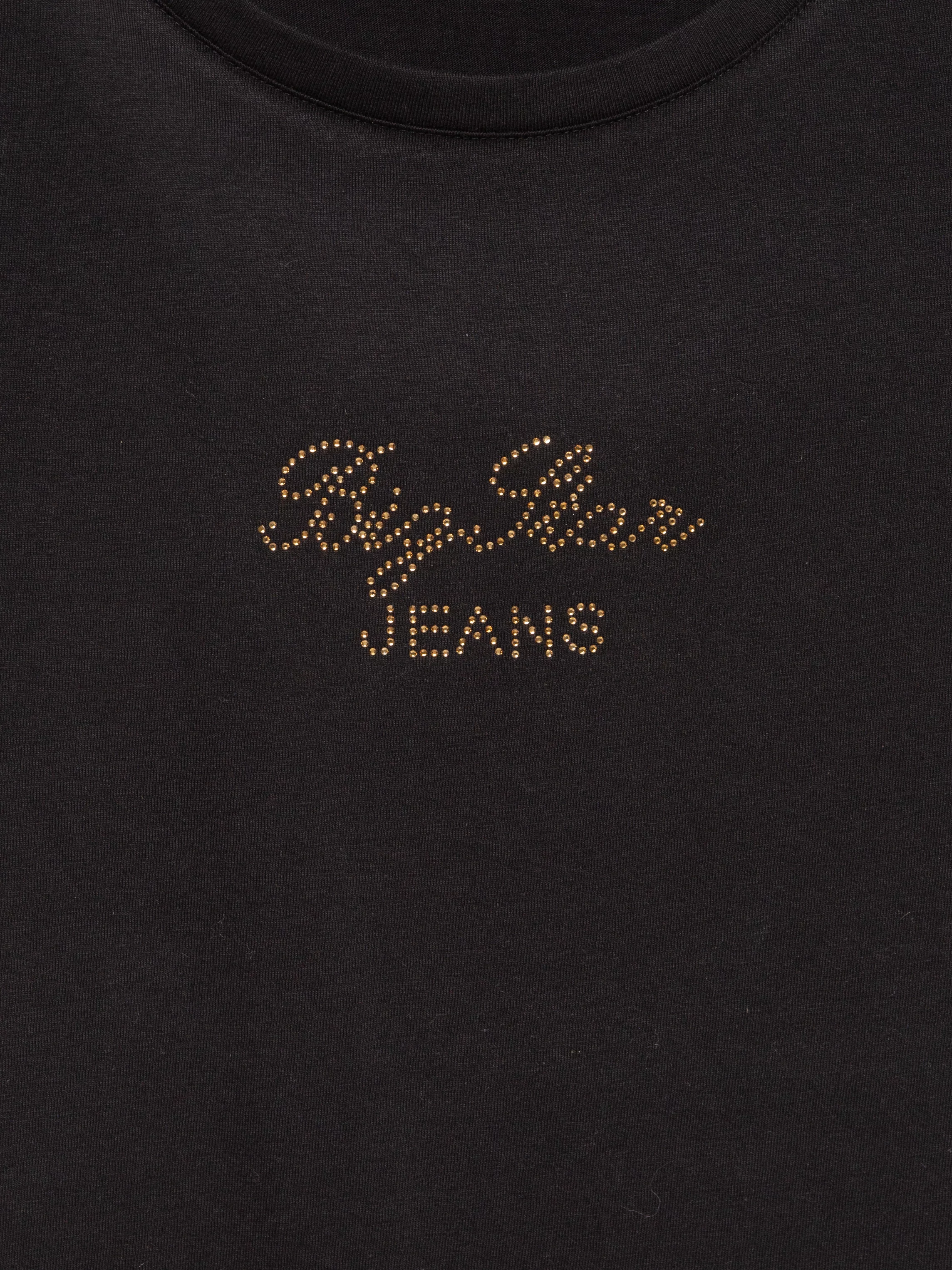 Koszulka damska z napisem z cyrkonii czarna Malvina 906