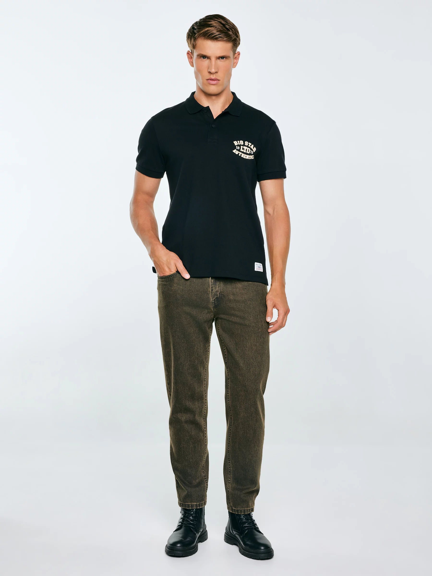 Koszulka męska polo czarna Livier 906