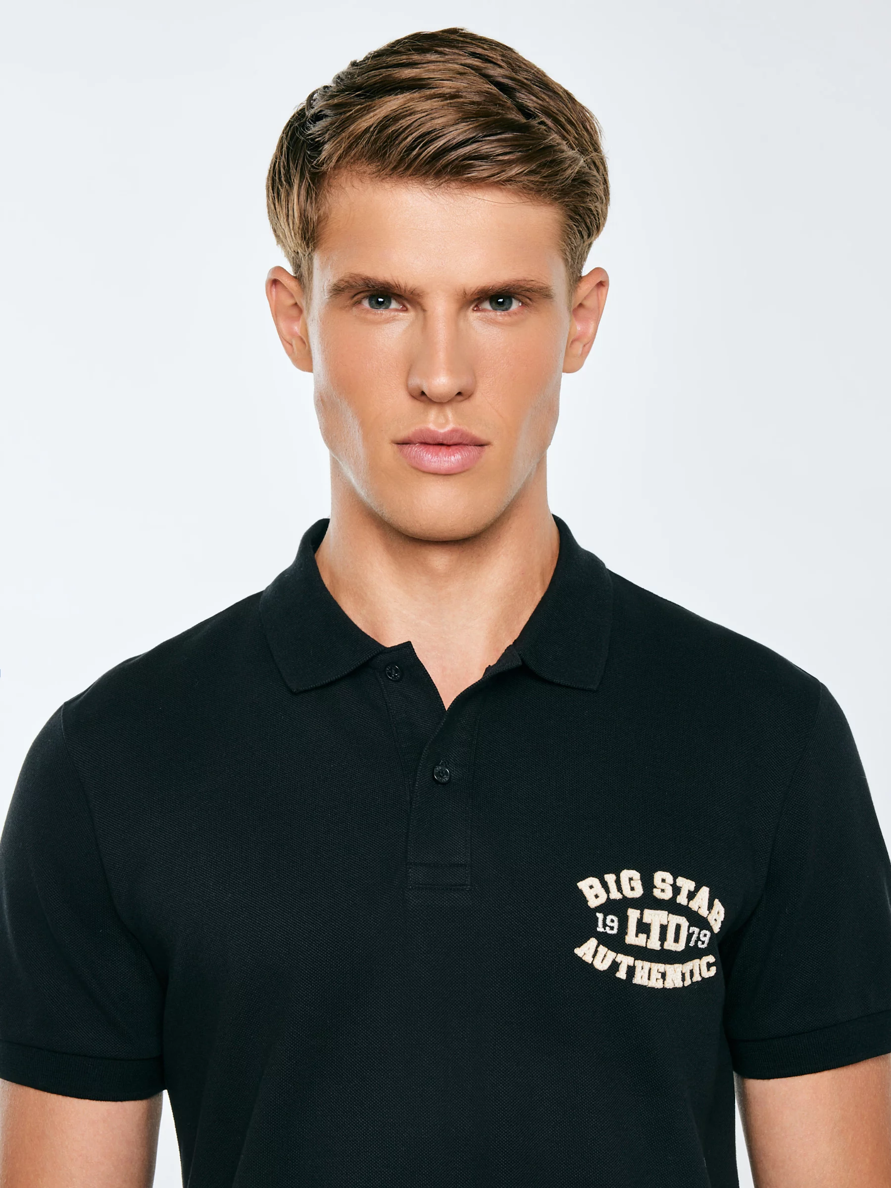 Koszulka męska polo czarna Livier 906