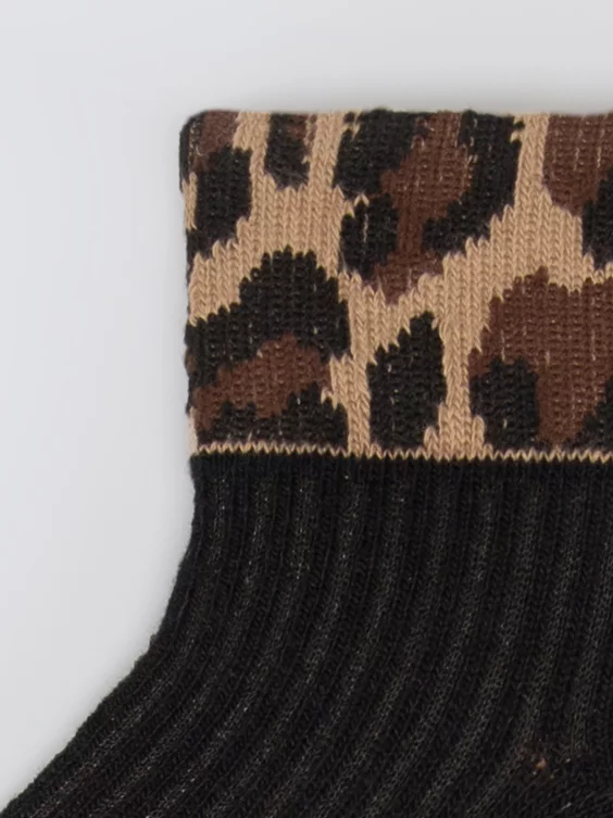 Stopki damskie z motywem panterki czarne Pantara 907