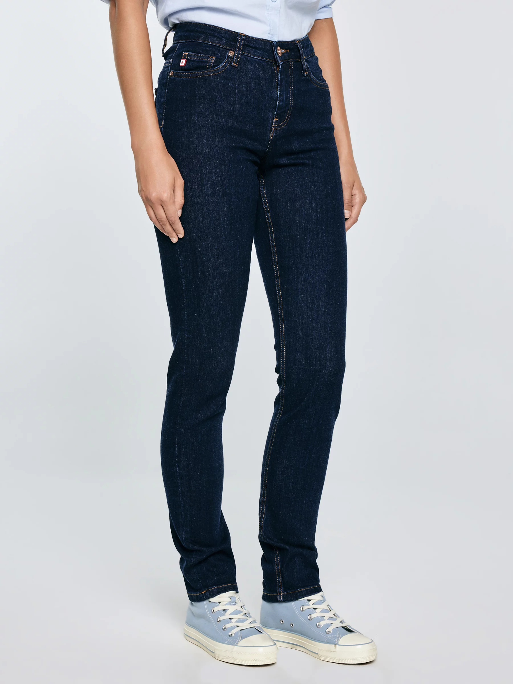 Jeansy damskie z wysokim stanem granatowe Katrina High Waist 720