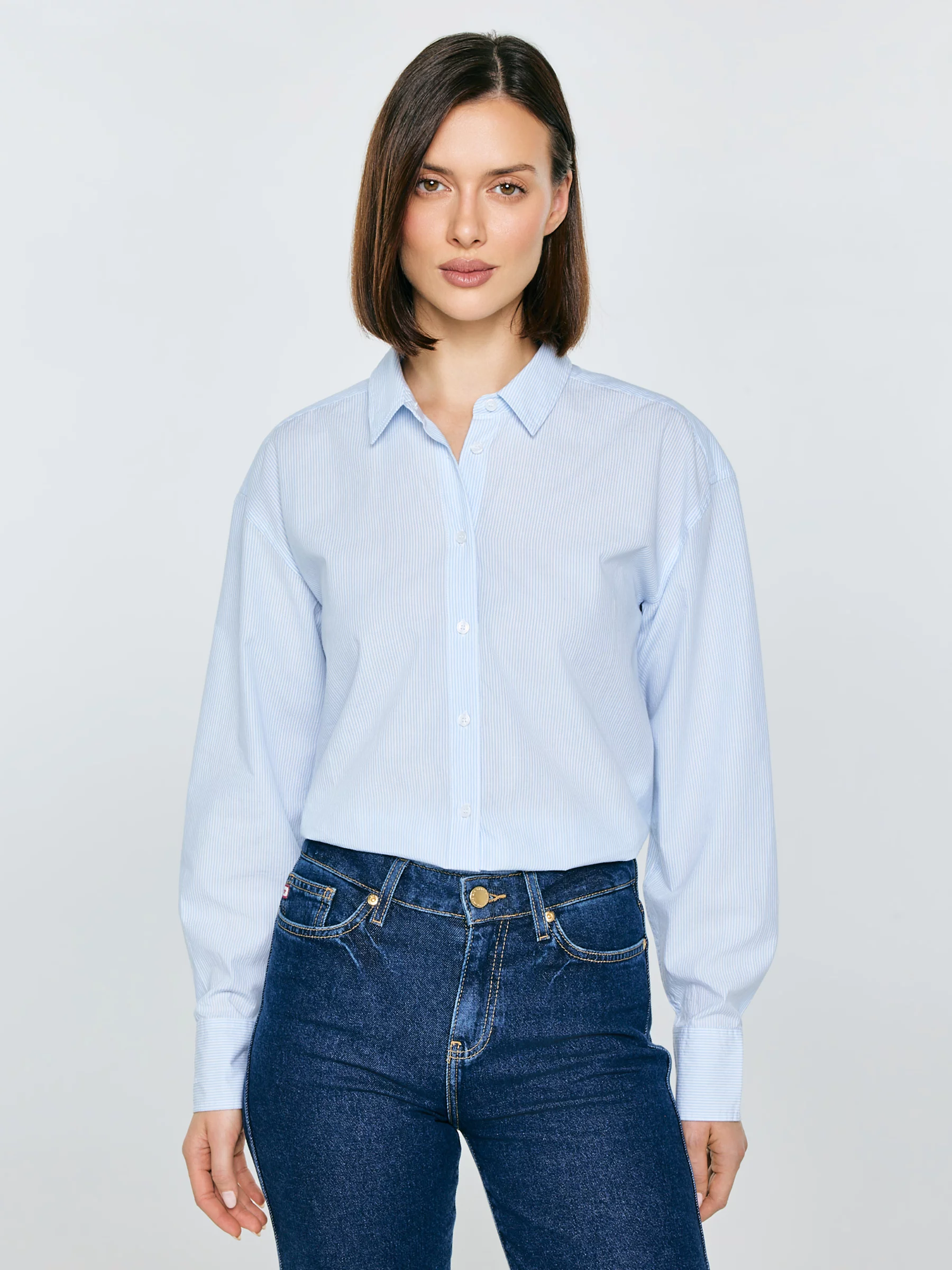 Koszula damska w paski niebieska Goplo 400