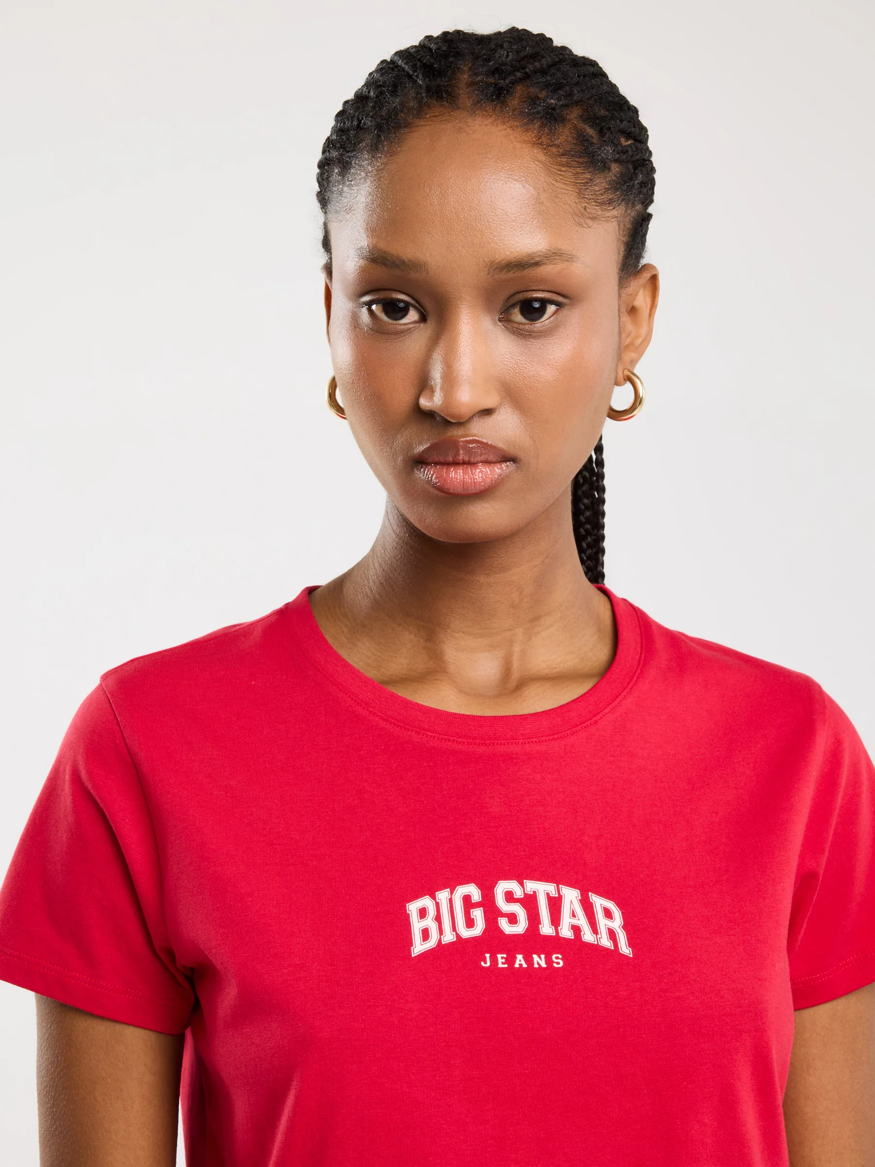 Koszulka damska bawełniana z nadrukiem czerwona Benea 603