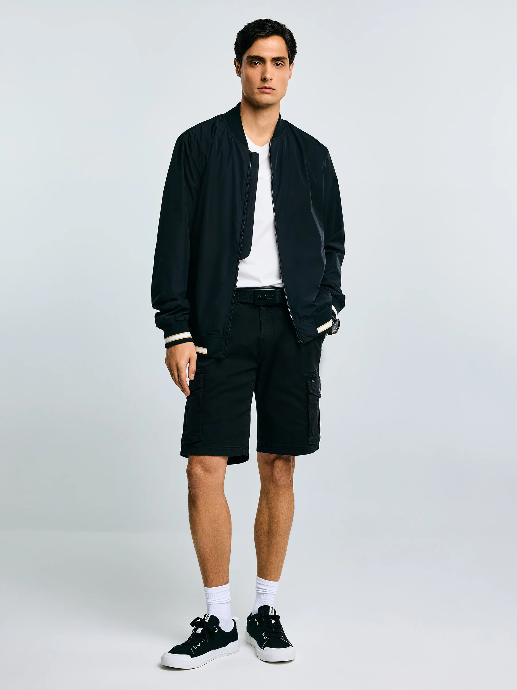 Szorty męskie z kieszeniami cargo czarne Morrise 906