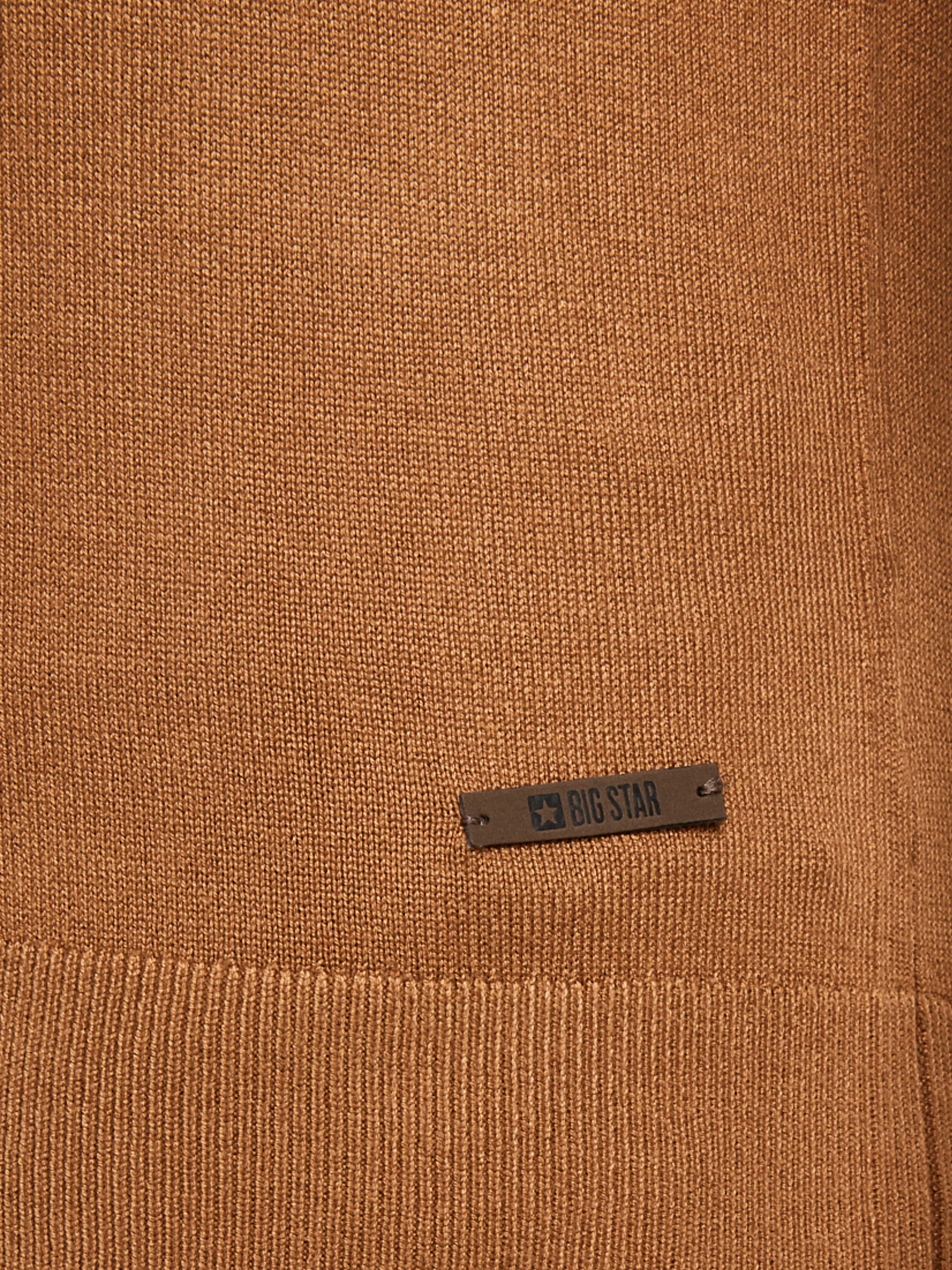 Sweter męski z kołnierzykiem polo brązowy Bradson 802