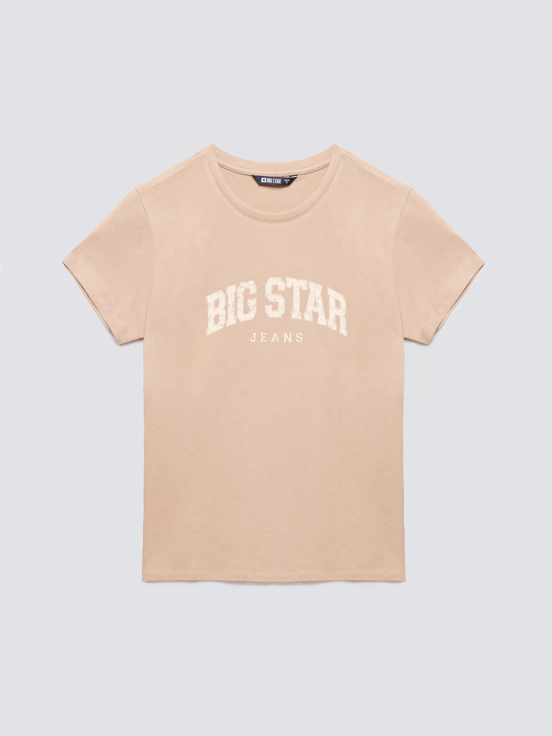 Koszulka damska bawełniana z logo BIG STAR beżowa Ramila 805