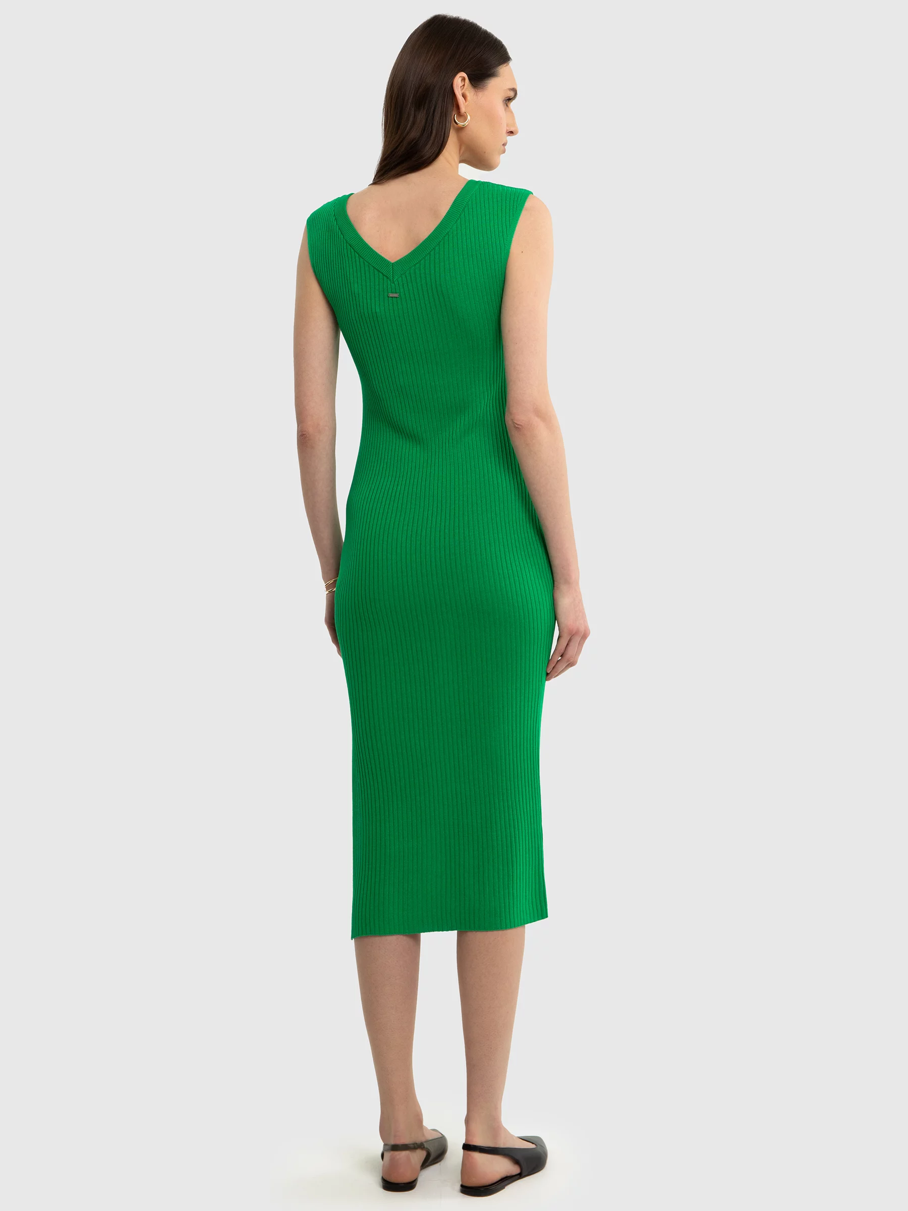 Sukienka damska prążkowana slim z wiskozy zielona Zizila 301