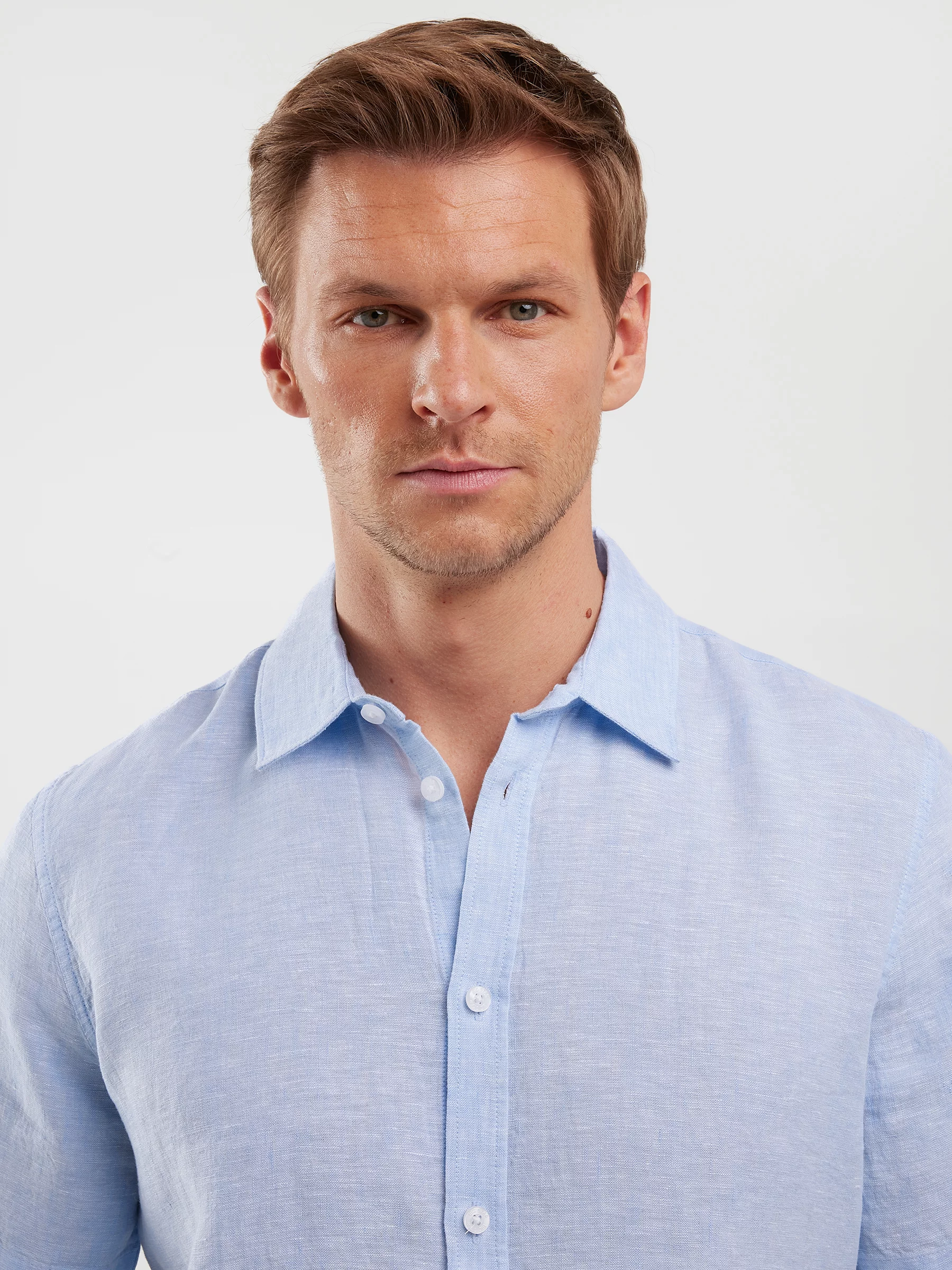 Lniana koszula męska z krótkim rękawem Linerso 400