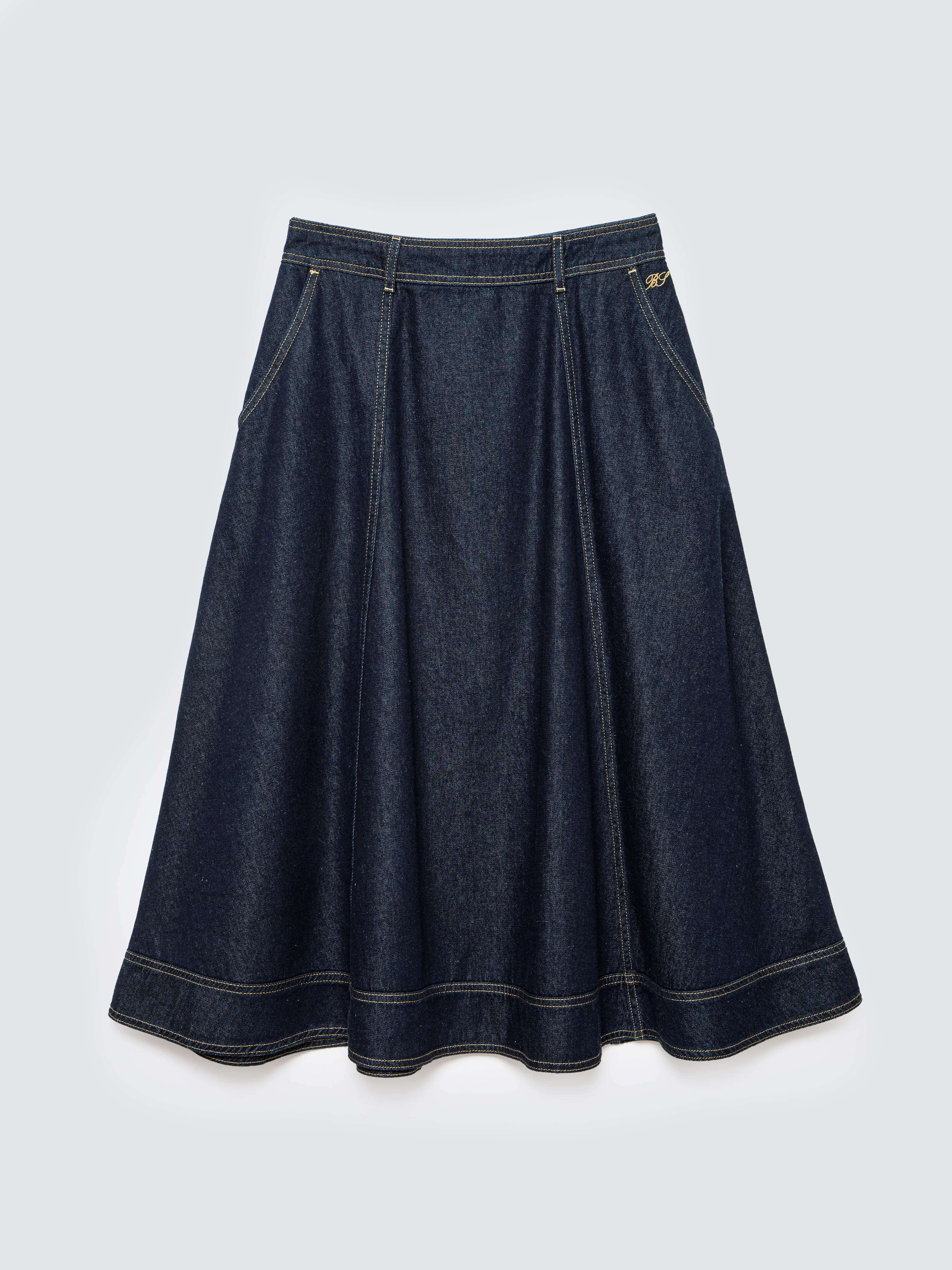 Spódnica damska midi jeansowa rozkloszowana granatowa Scarlet 652