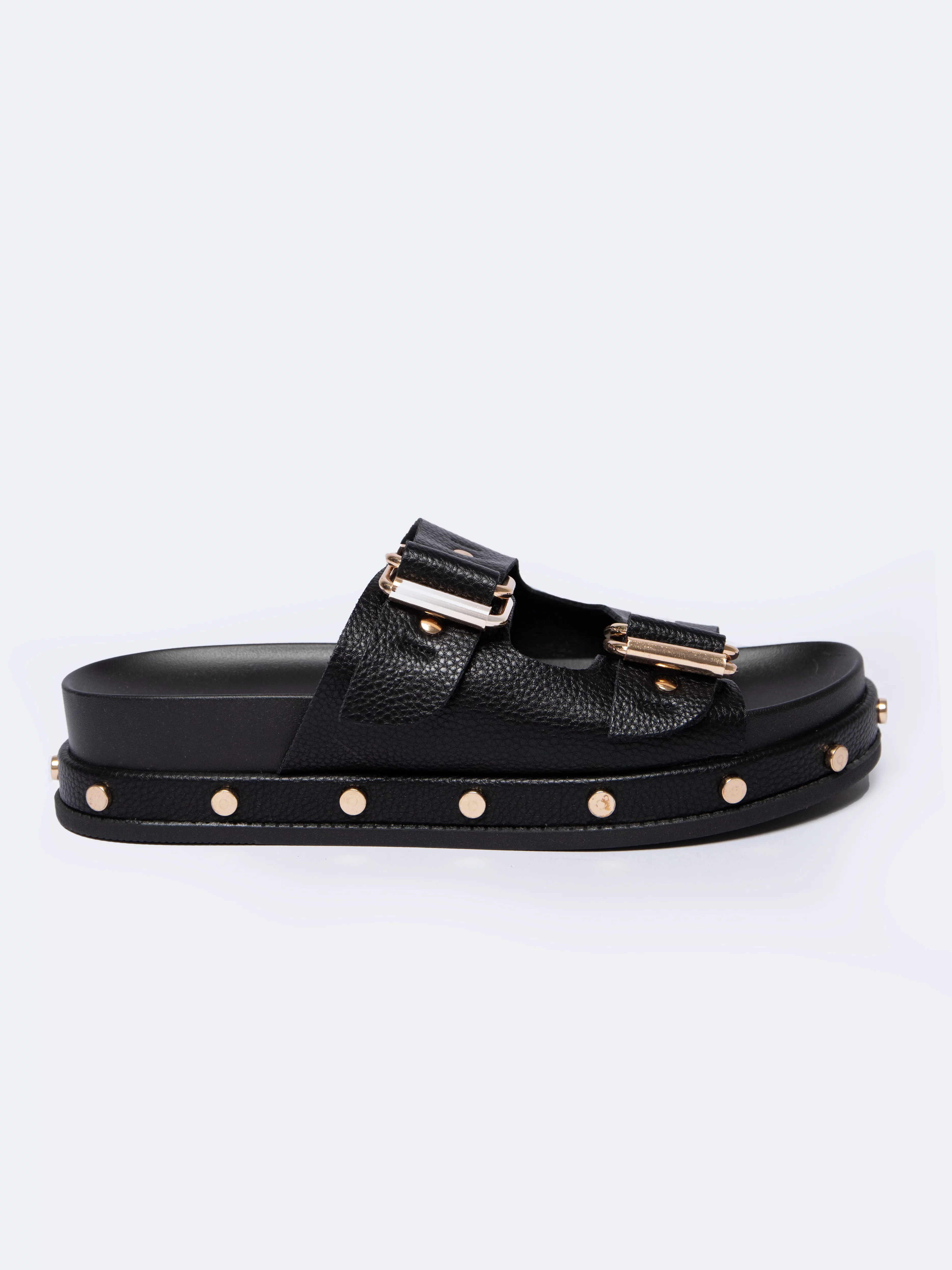 Klapki damskie na podwyższonej podeszwie czarne NN274082 906