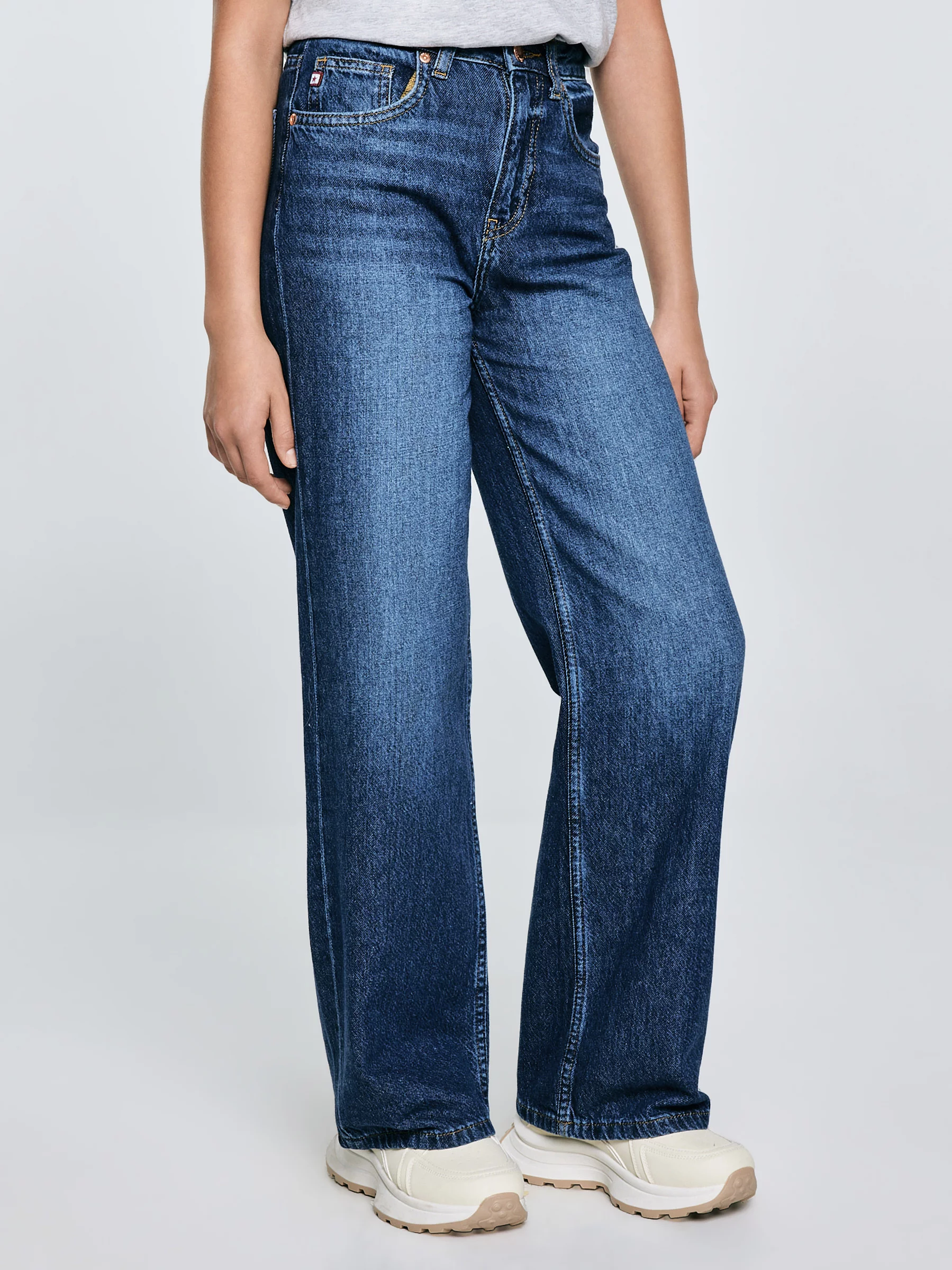 Jeansy dziewczęce z szeroką nogawką granatowe Natalie 514