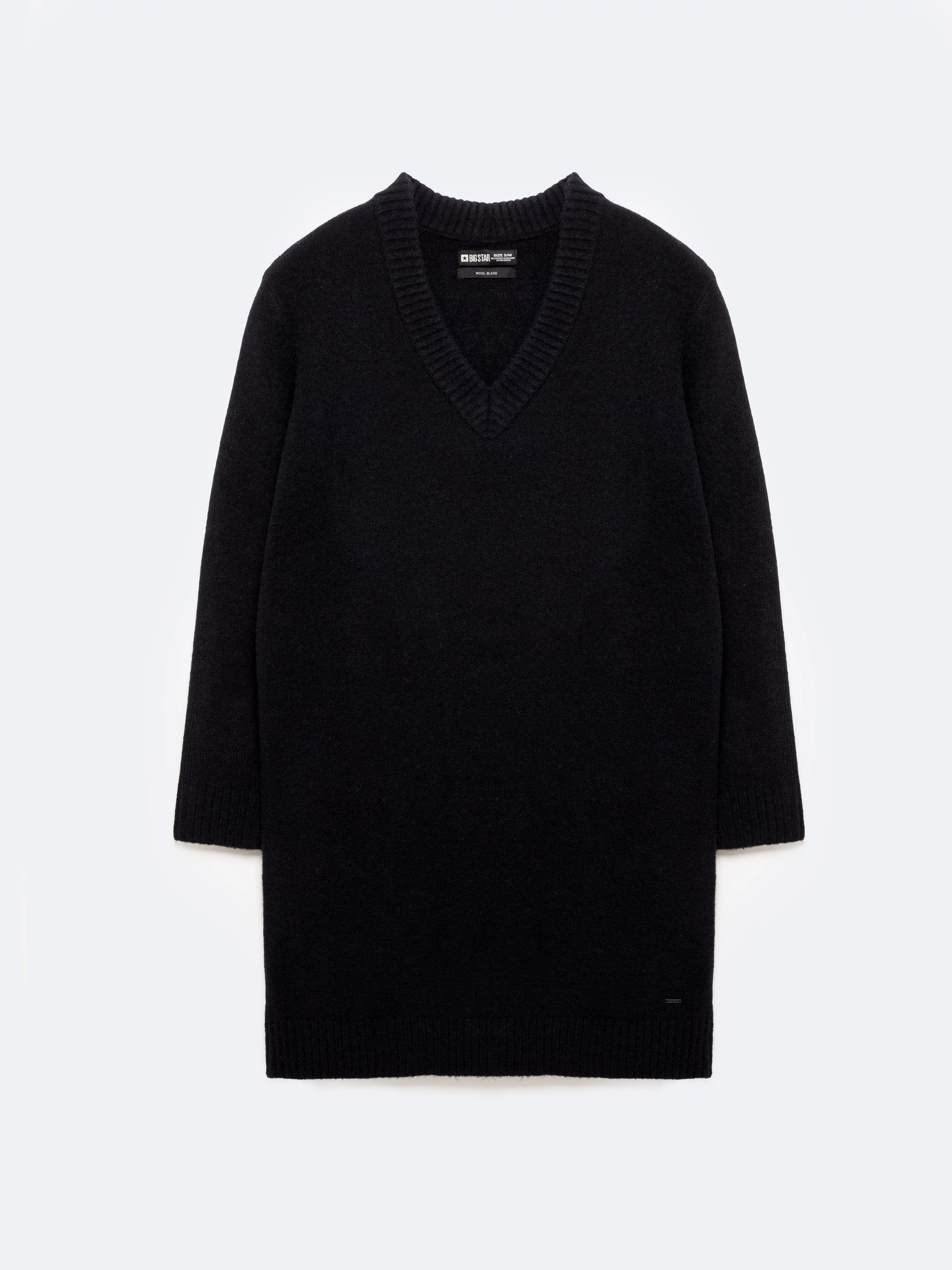 Sukienka damska dzianinowa z dodatkiem wełny czarna Julita 906