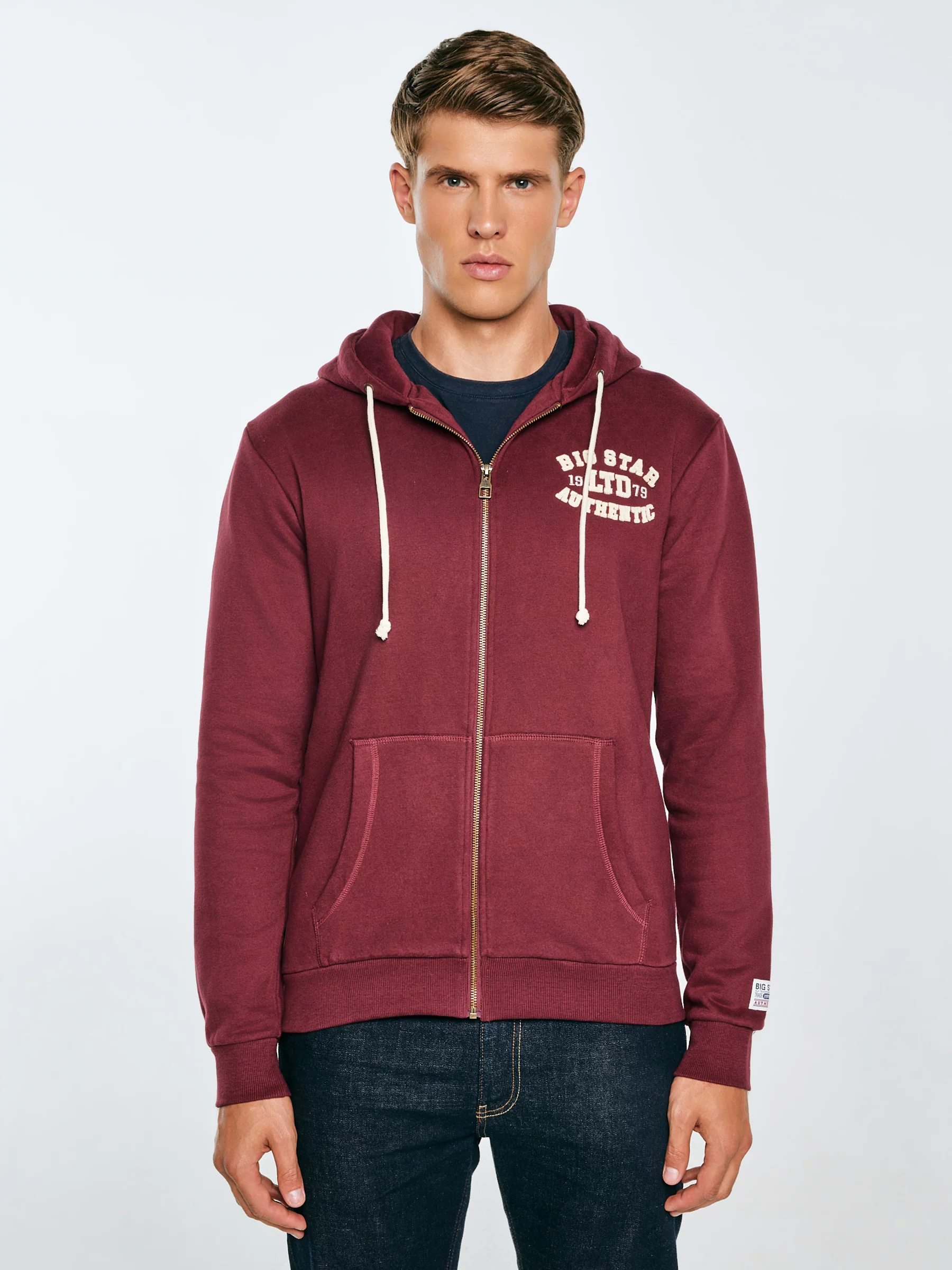 Bluza męska rozpinana z kapturem z kolekcji Authentic bordowa Karol 604