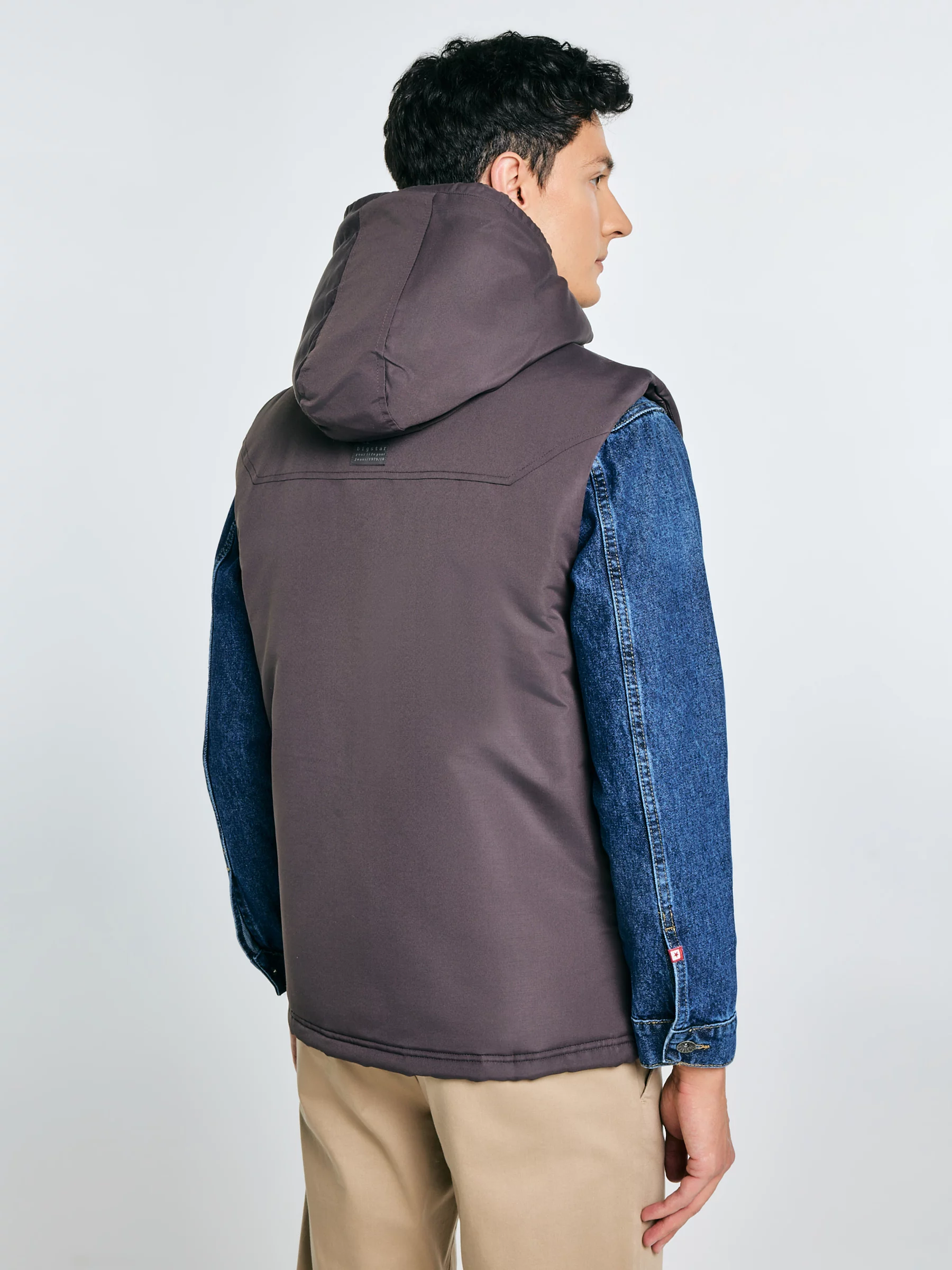 Kamizelka męska z kapturem szara Yves 905