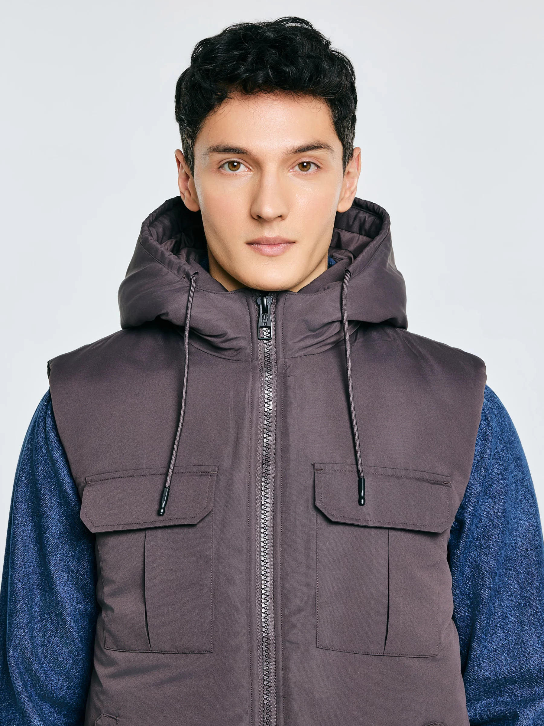 Kamizelka męska z kapturem szara Yves 905