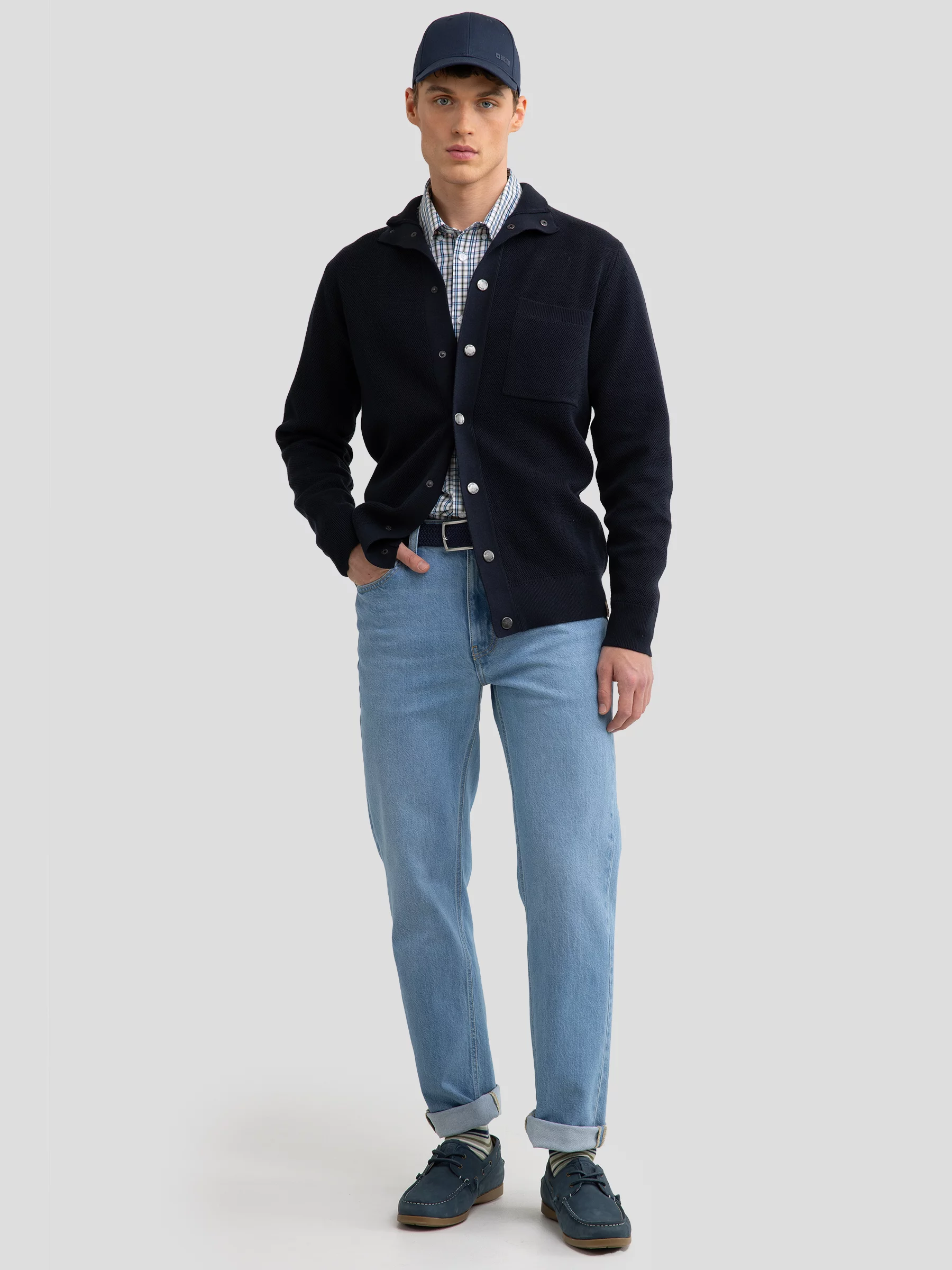 Kardigan męski na zatrzaski granatowy Harold 403