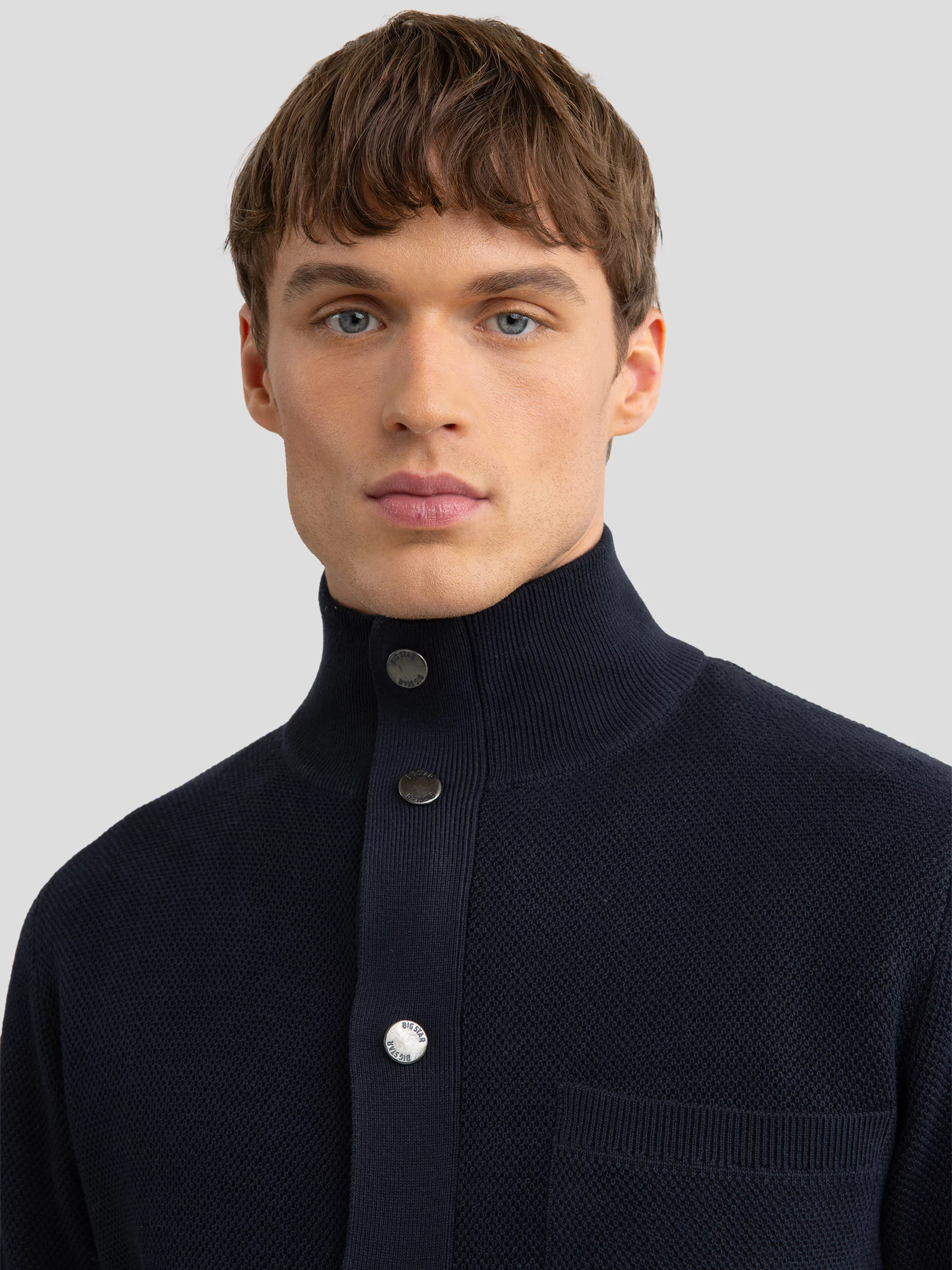 Kardigan męski na zatrzaski granatowy Harold 403