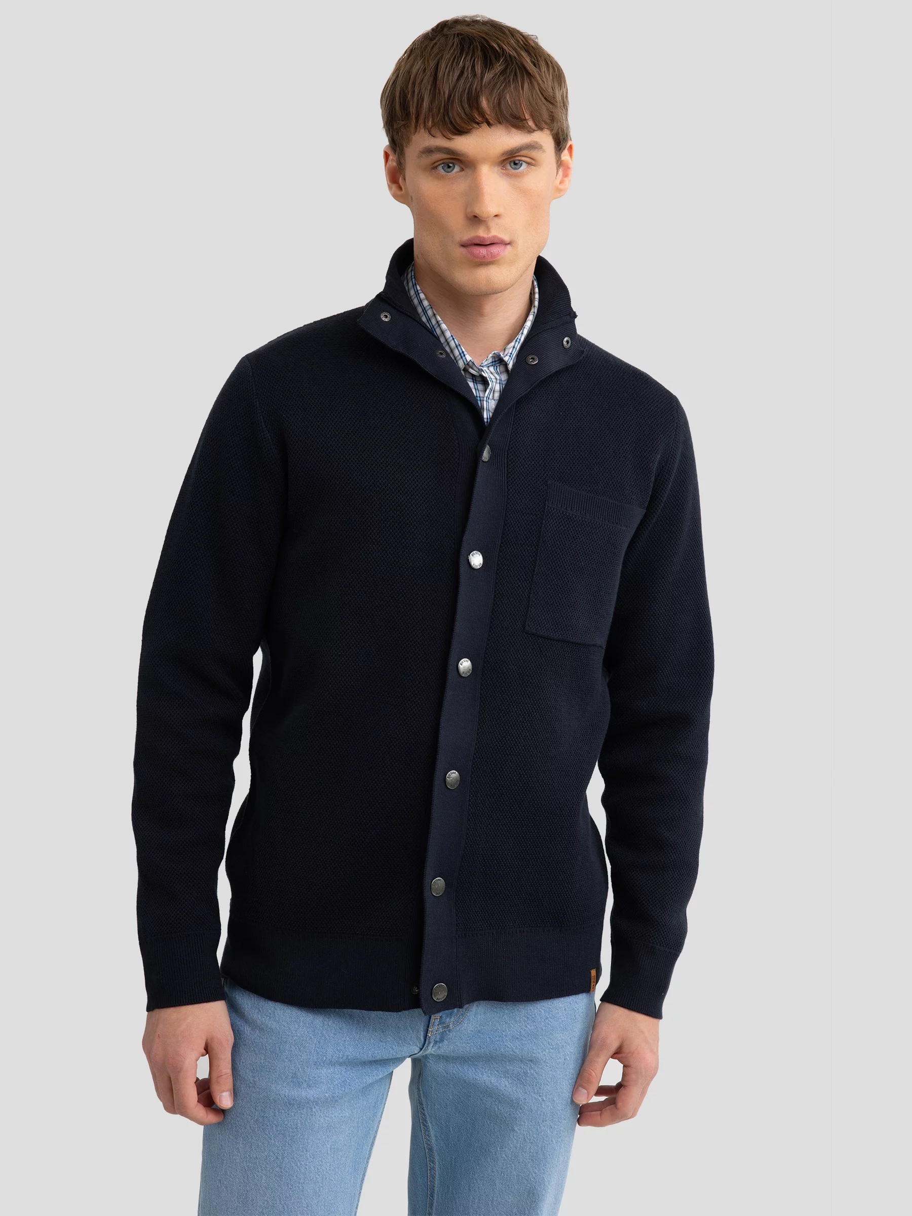 Kardigan męski na zatrzaski granatowy Harold 403