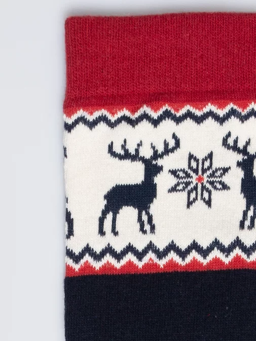 Skarpety męskie długie ze wzorem skandynawski granatowe Caleb 403