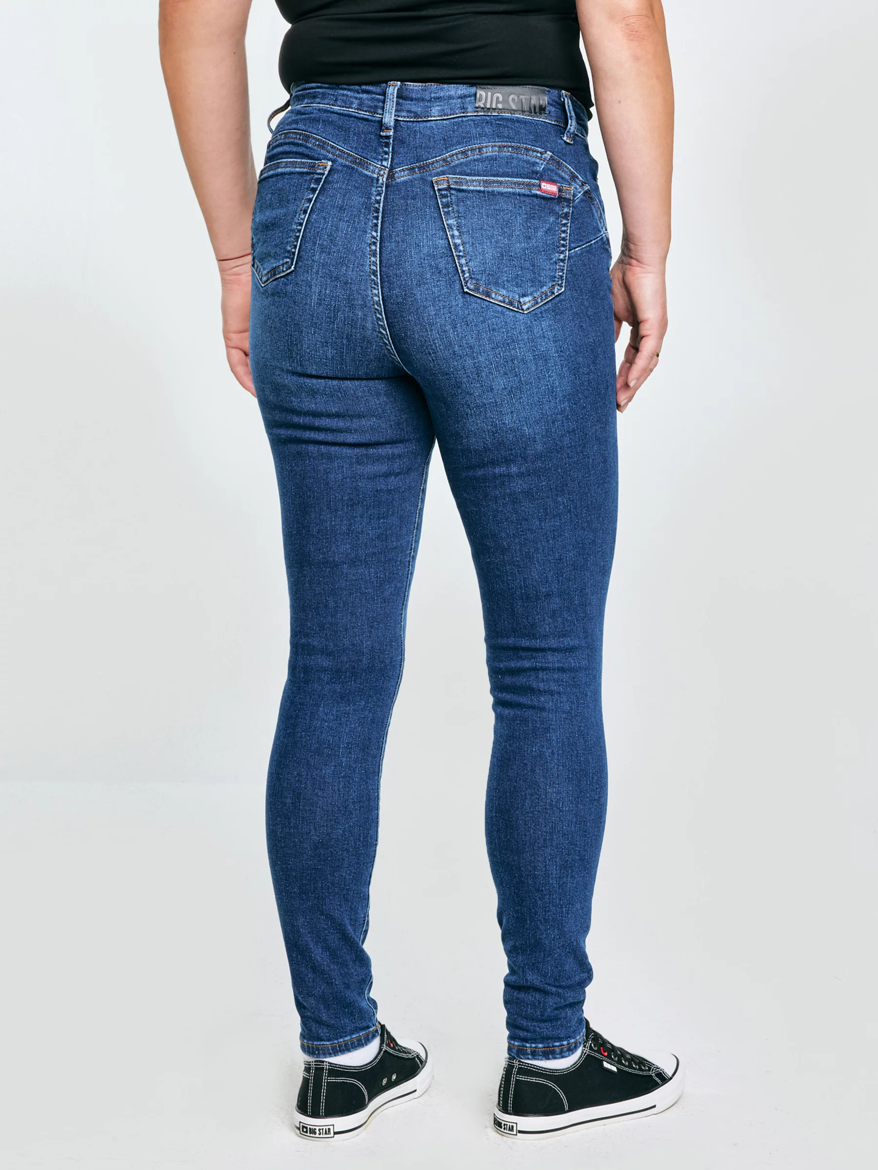 Jeansy damskie push up z wysokim stanem granatowe Melinda High Waist 517