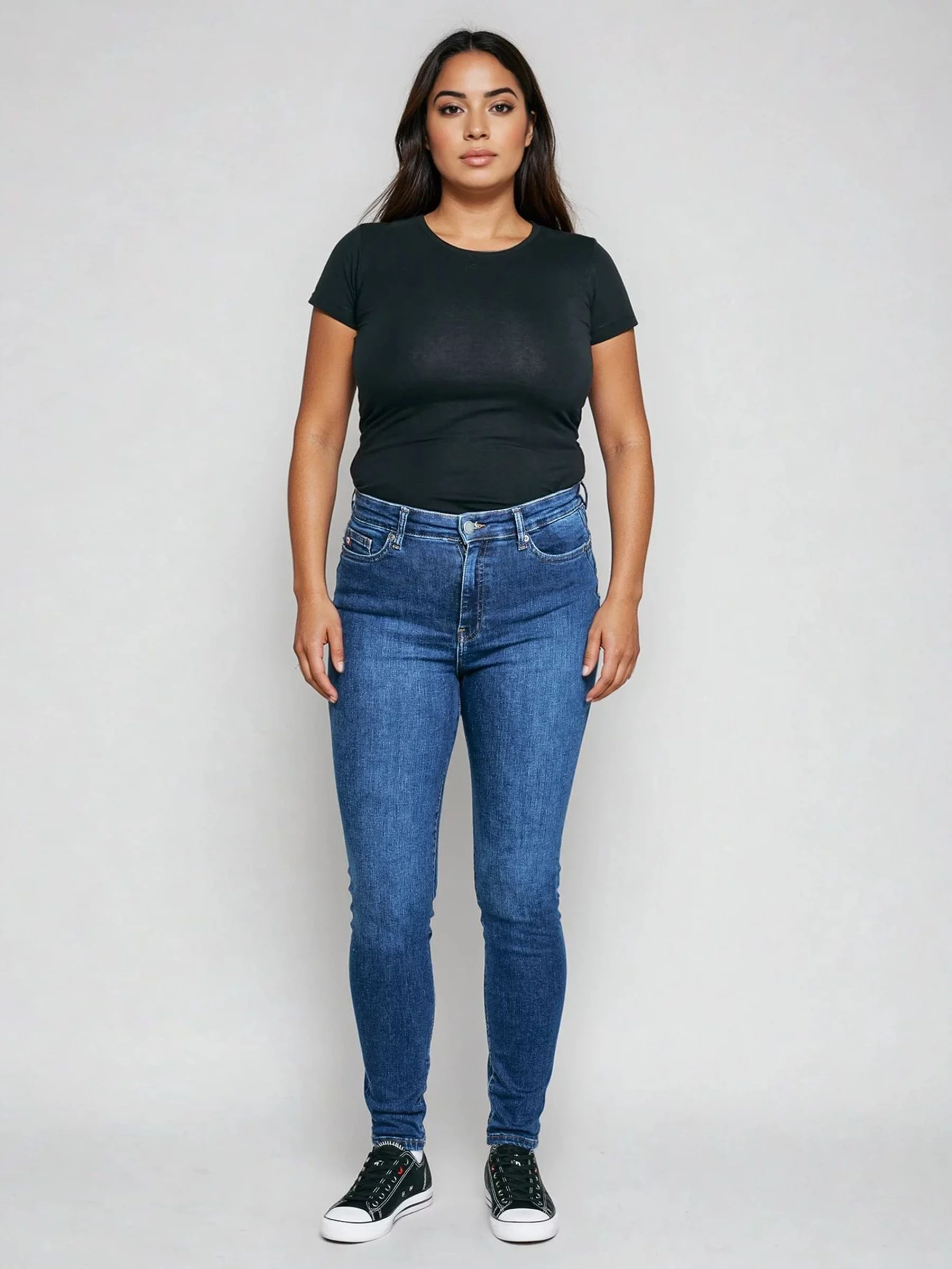 Jeansy damskie push up z wysokim stanem granatowe Melinda High Waist 517