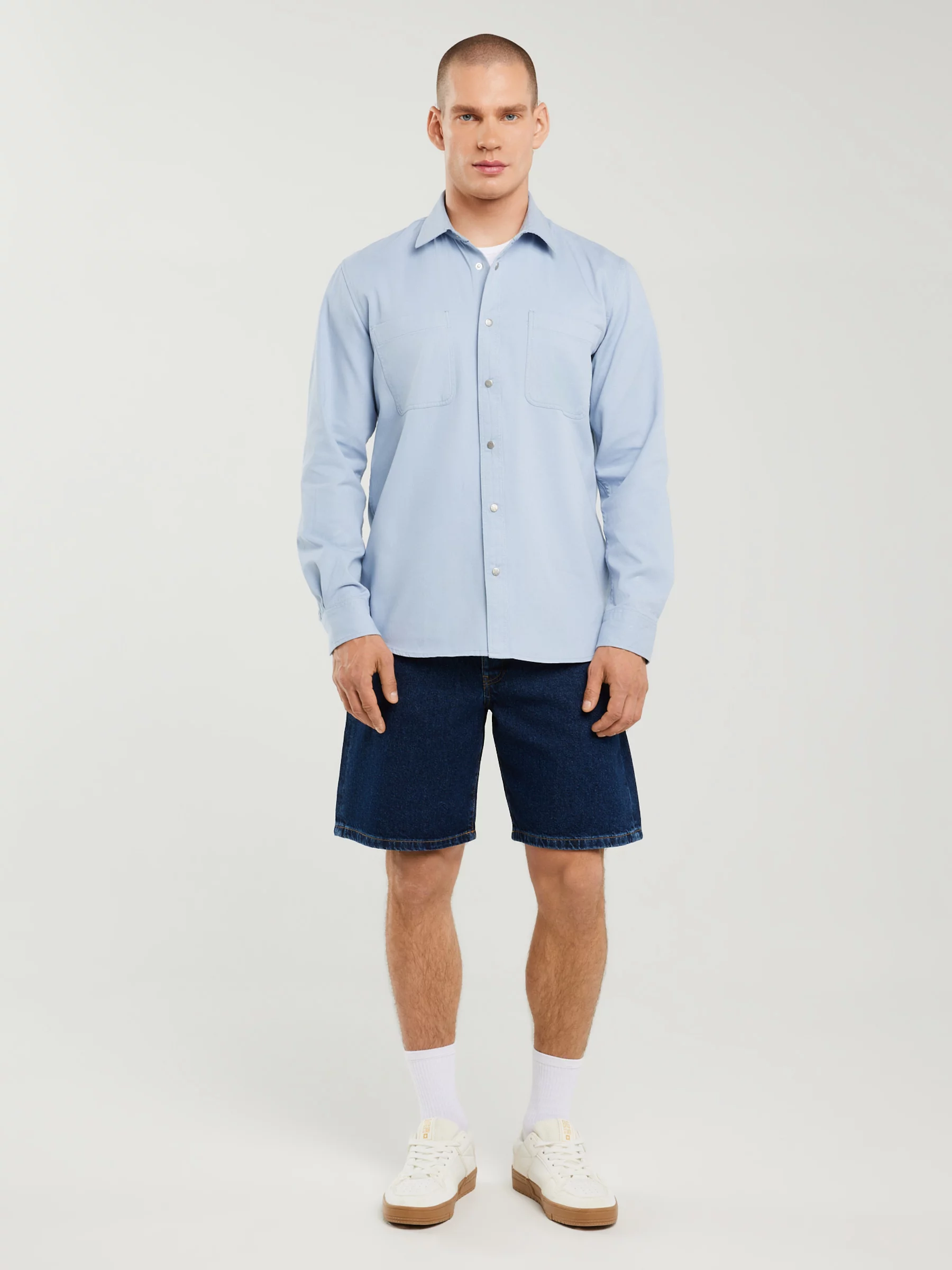 Koszula męska typu worker niebieska Gowis 401