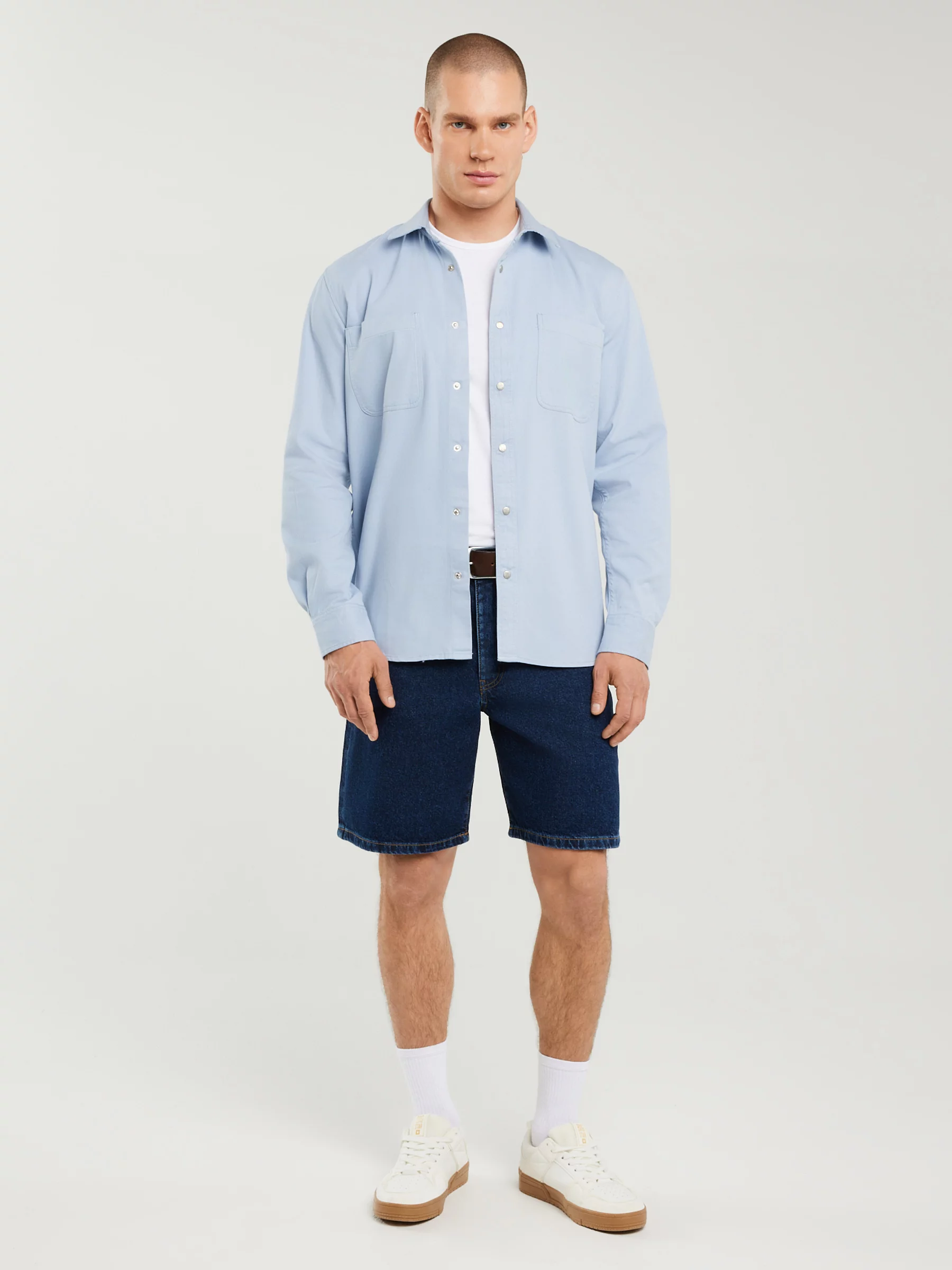 Koszula męska typu worker niebieska Gowis 401