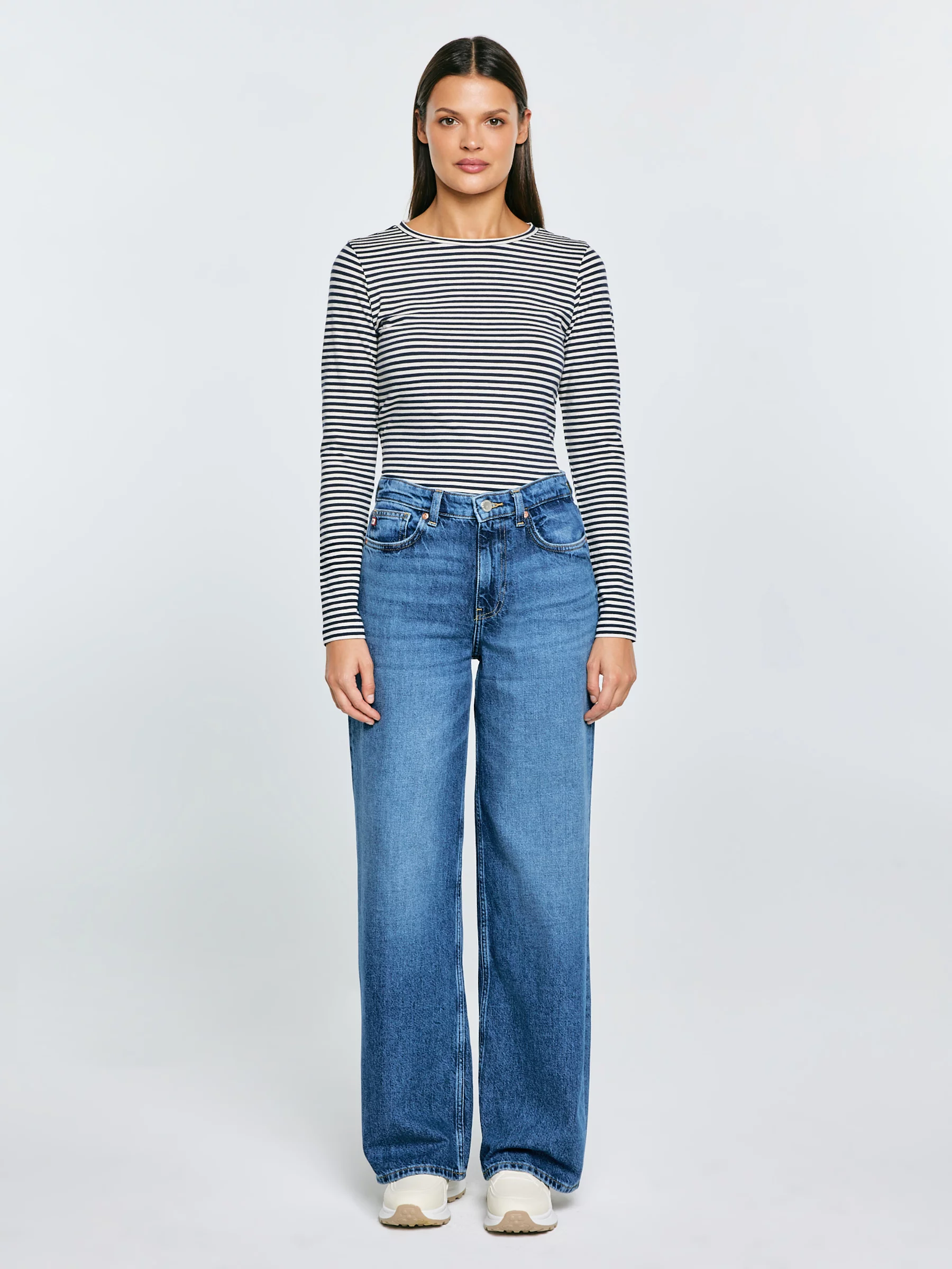 Bluzka damska w paski granatowa Vensa 403