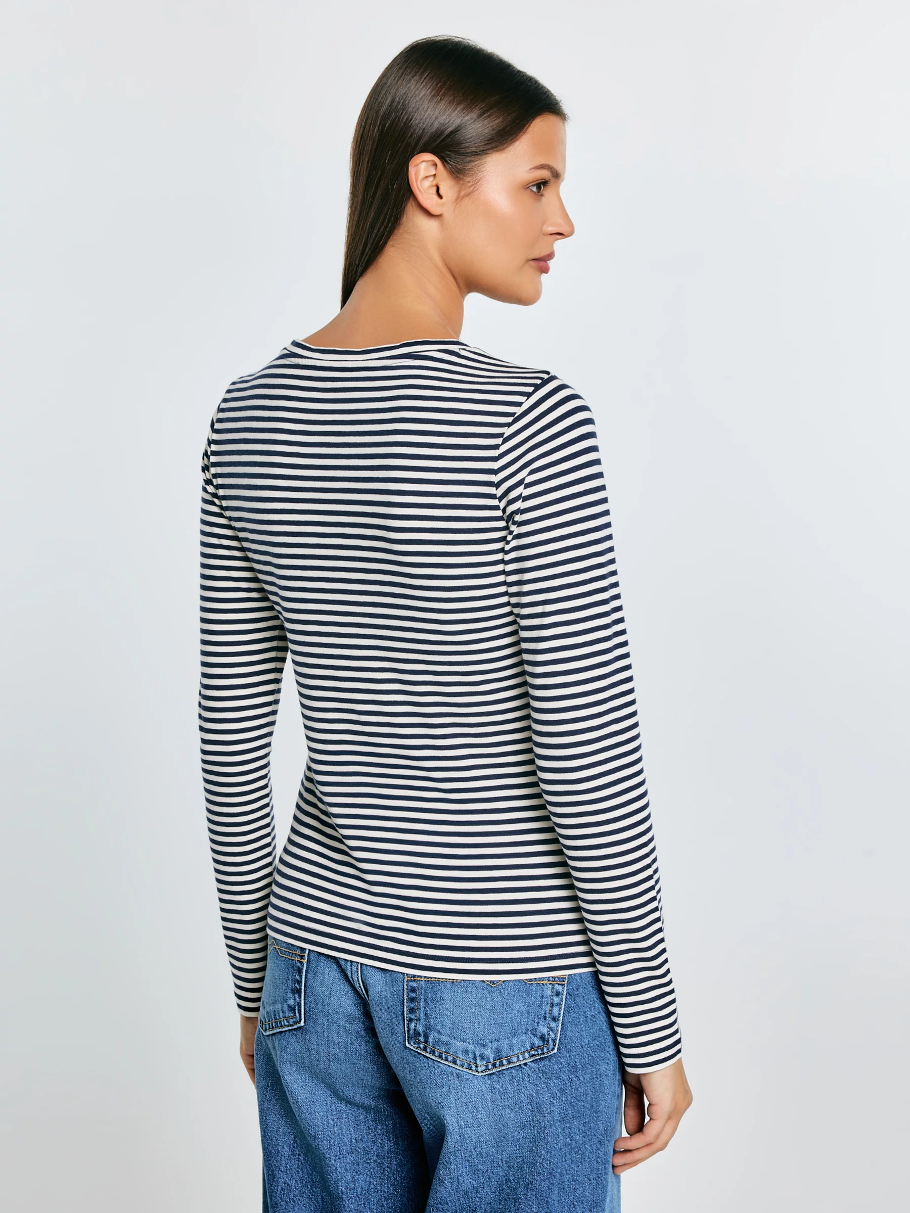 Bluzka damska w paski granatowa Vensa 403