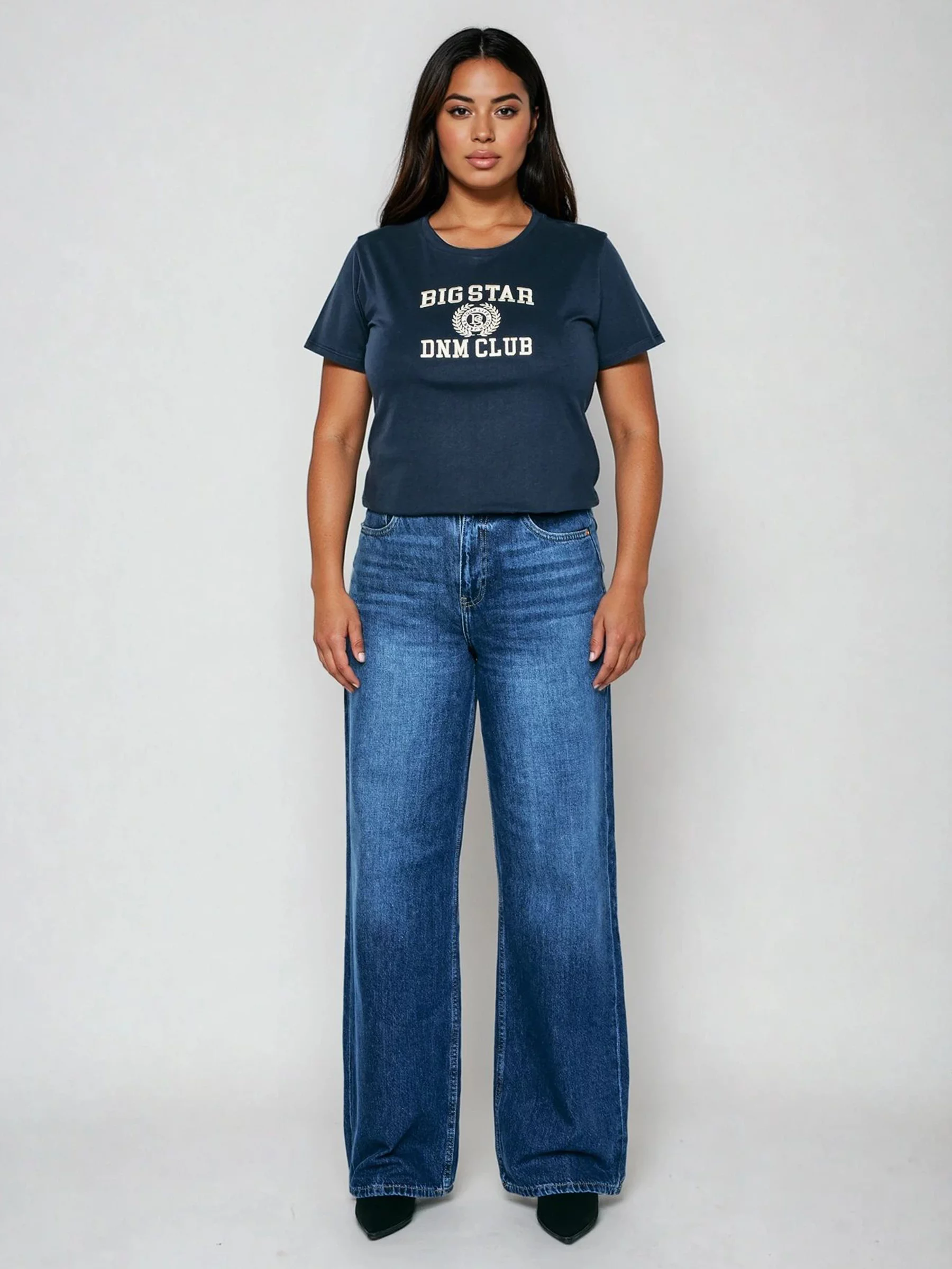 Koszulka damska z haftem granatowa Bensa 403