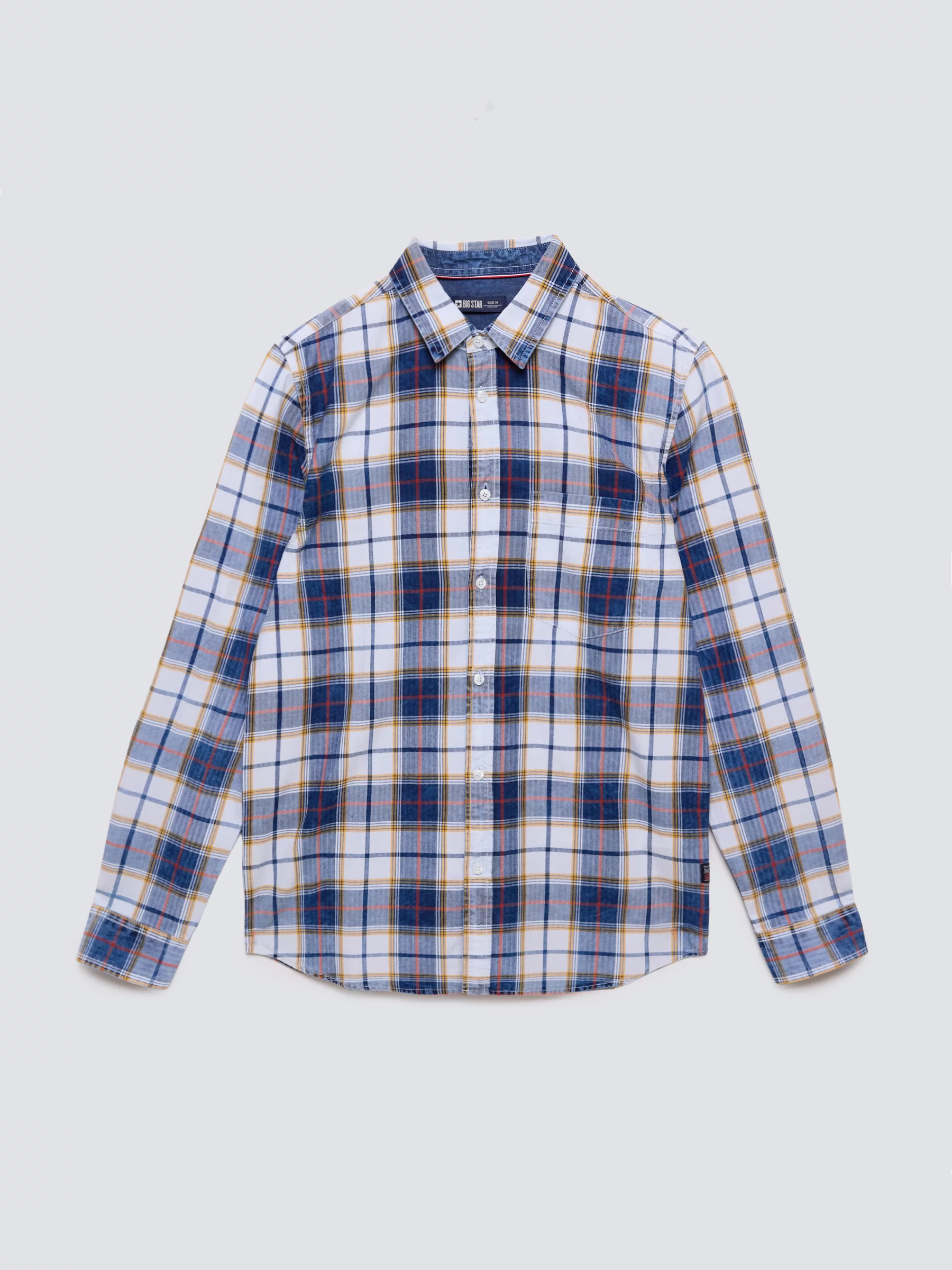 Koszula męska bawełniana w kratę niebiesko-biała Merowi 401