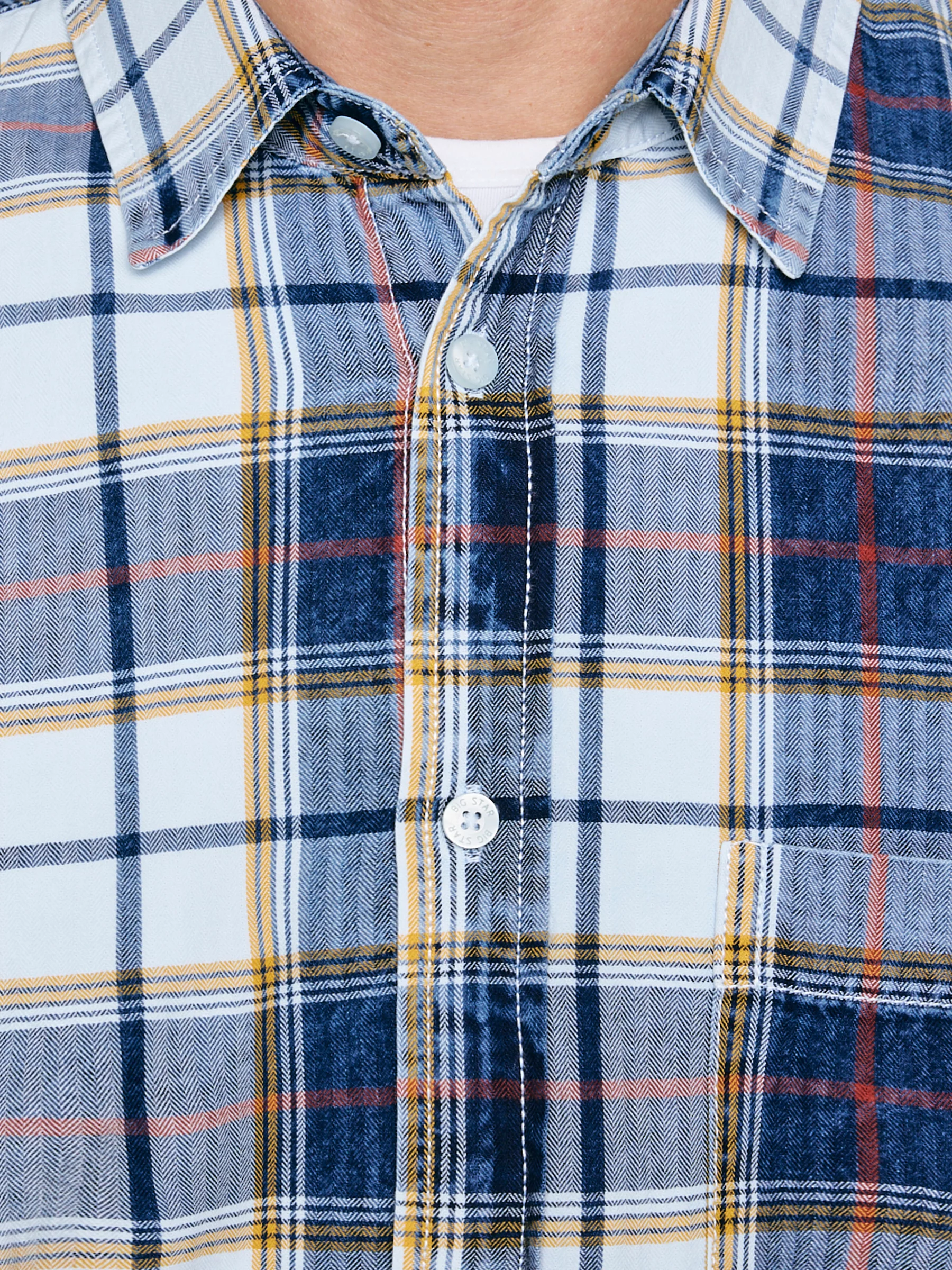 Koszula męska bawełniana w kratę niebiesko-biała Merowi 401